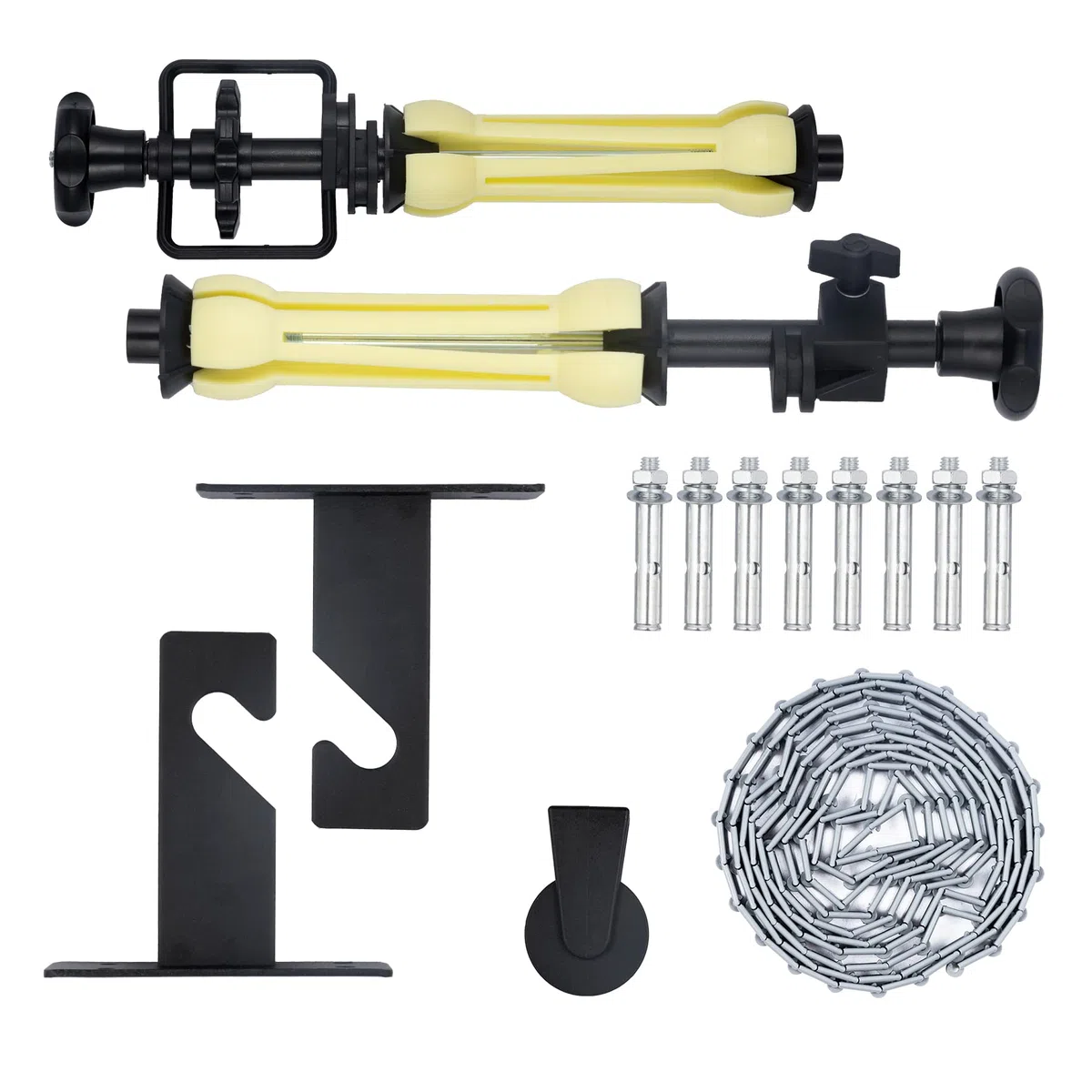 Selens Photography 1 rotolo di supporti a parete per sfondo manuale per studio fotografico, sistema di montaggio a parete, include: (1) catene, (2) ganci singoli, (2) aste di espansione, (8) vi