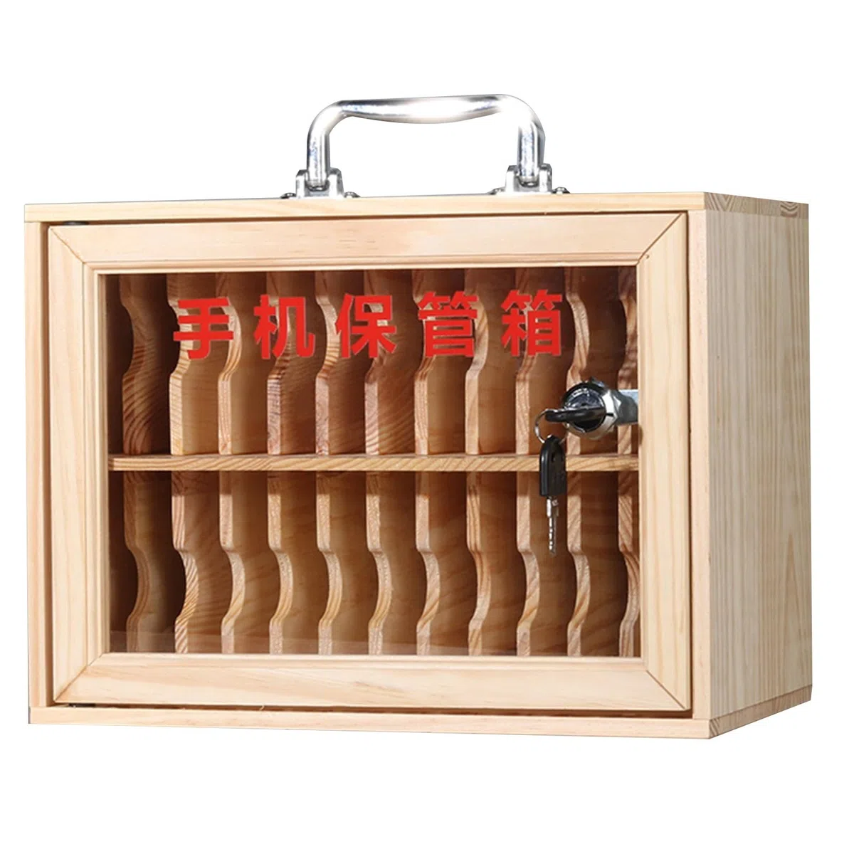 Supporto da parete in legno per telefoni cellulari, ufficio e sala conferenze, sicuro 24 pezzi, soluzione di archiviazione in legno elegante per telefoni e accessori