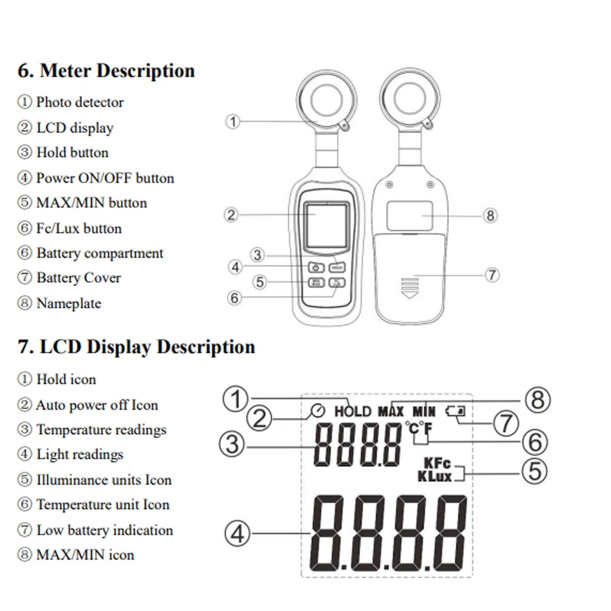 Misuratore di luminosità digitale portatile MT ‑ 912 Misuratore di illuminamento LCD Mini luxmetro Luminometro Fotometro 0~200 K Lx