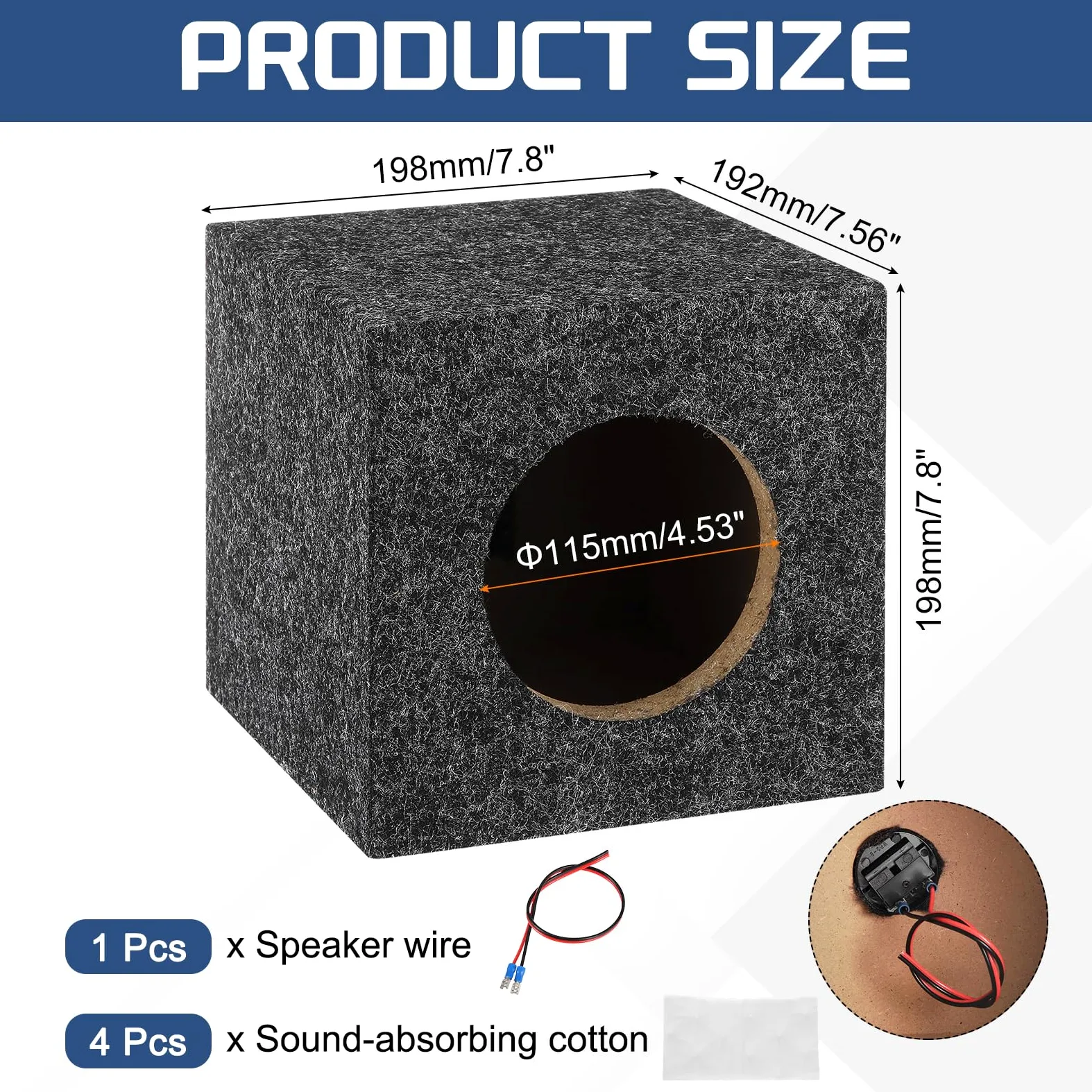 sourcing map Contenitore per altoparlanti in legno con porte da 5 pollici, scatole per subwoofer grigie a ventilazione singola scatola per altoparlanti per camion audio per veicoli domestici fai da te