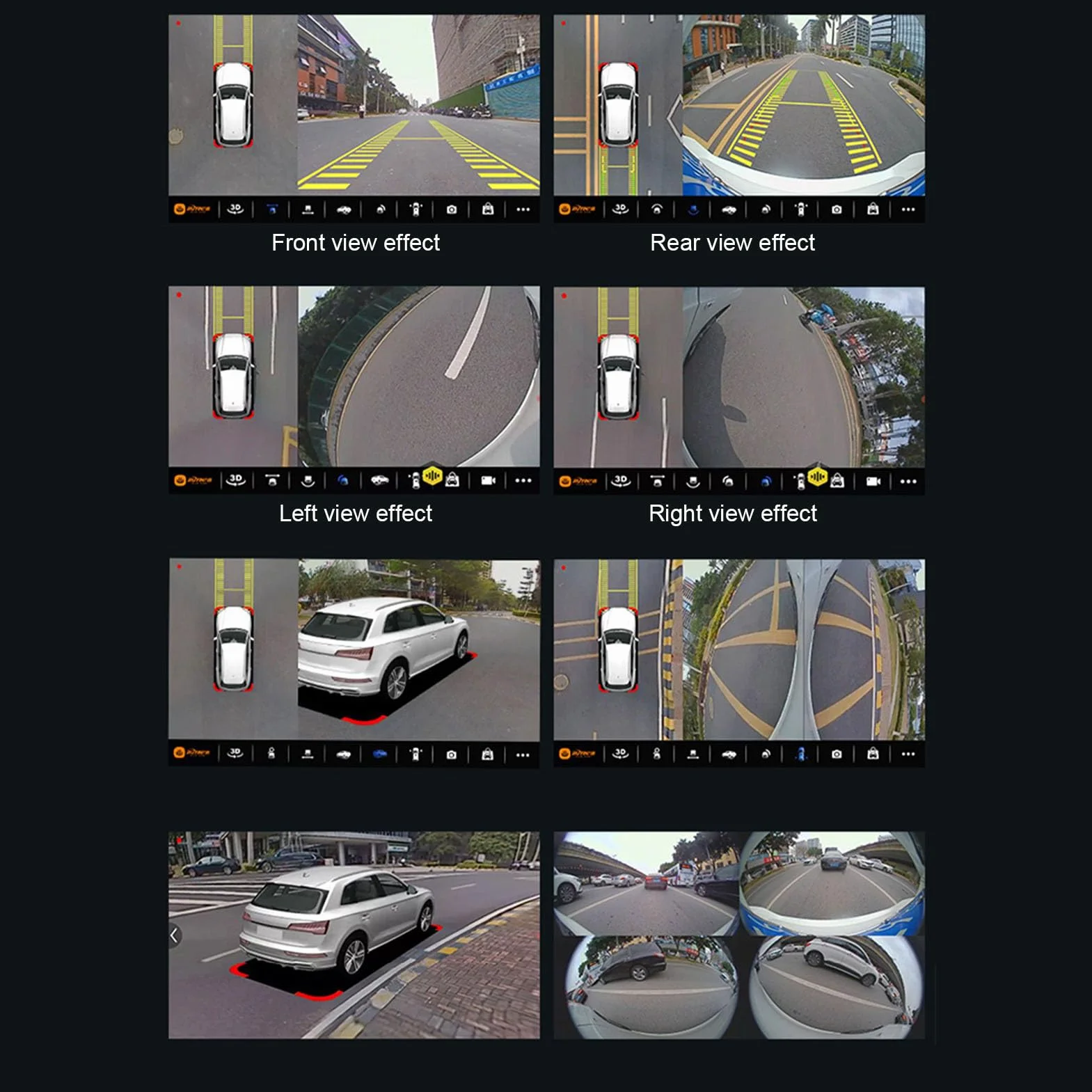 Telecamera per Auto a 360 Gradi , Installazione Semplice di Telecamere Panoramiche per Visione Notturna Starlight per Radio Auto (1080P)