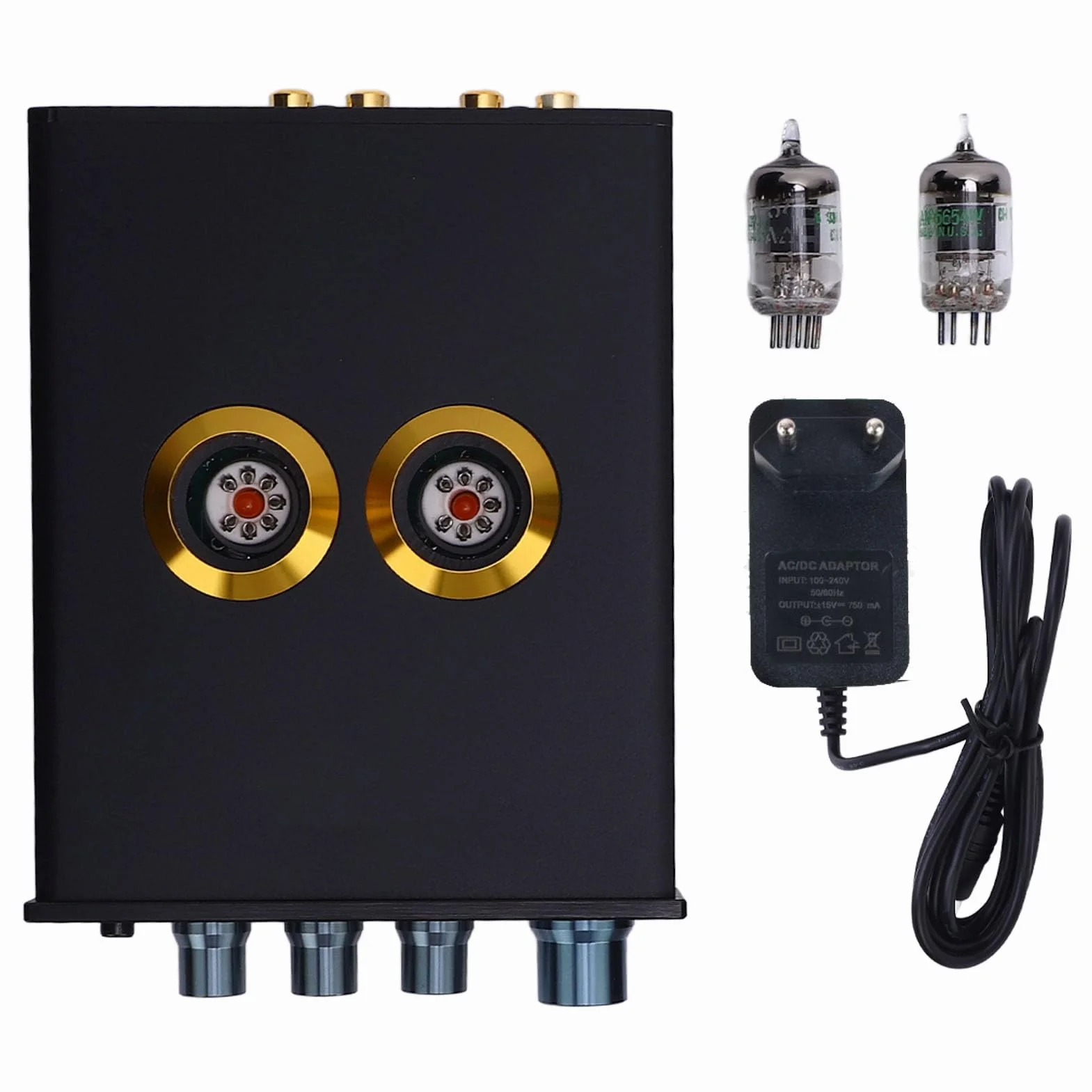 RiToEasysports Amplificatore Valvolare, Amplificatore Valvolare HiFi Preamplificatore per Cuffie Stereo a Basso Rumore per Amplificatori Domestici (Spina europea)
