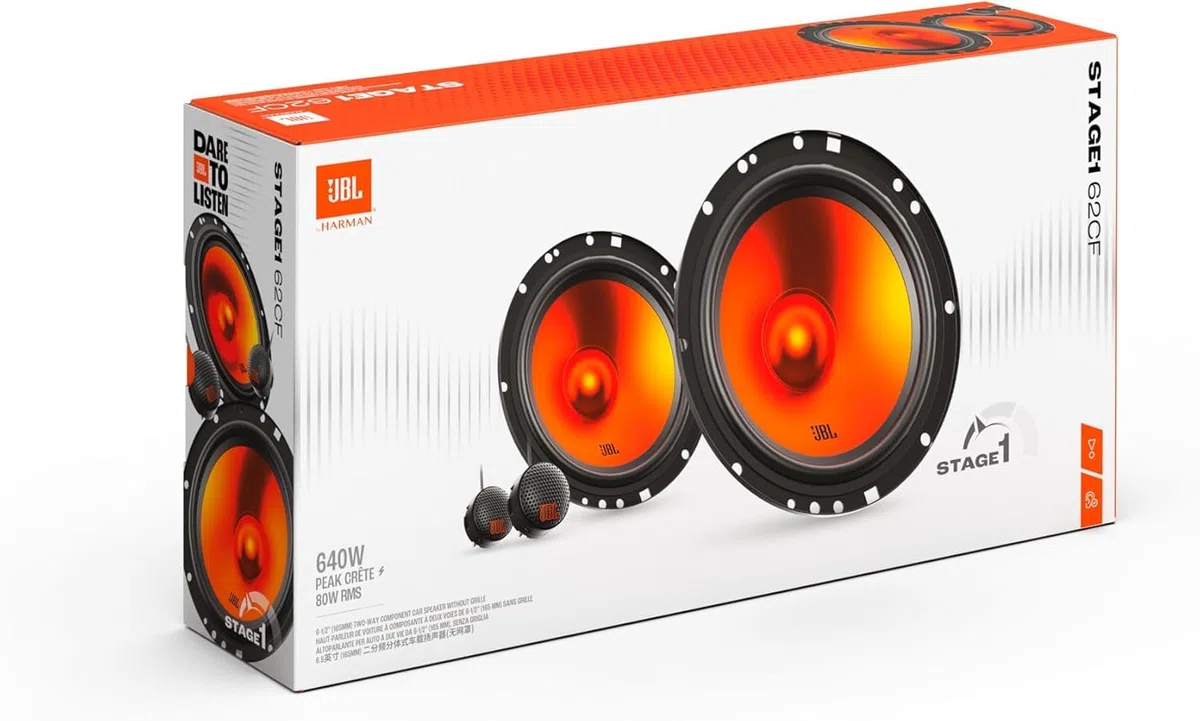 Kit Casse Altoparlanti Anteriori per Fiat Panda 169 dal 2003 al 2011, compatibile con JBL Stage 162CF, Set 2 Woofer 165 mm +2 Tweeter con Griglie dedicate +2 Anelli e Cavi Connettori