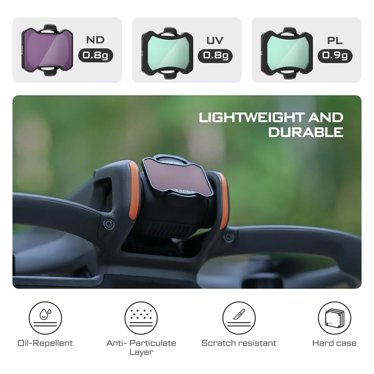 Freewell Standard Day 4Pack ND8, ND16, ND32, ND64 Filtri per Avata 2: Migliora la tua fotografia aerea