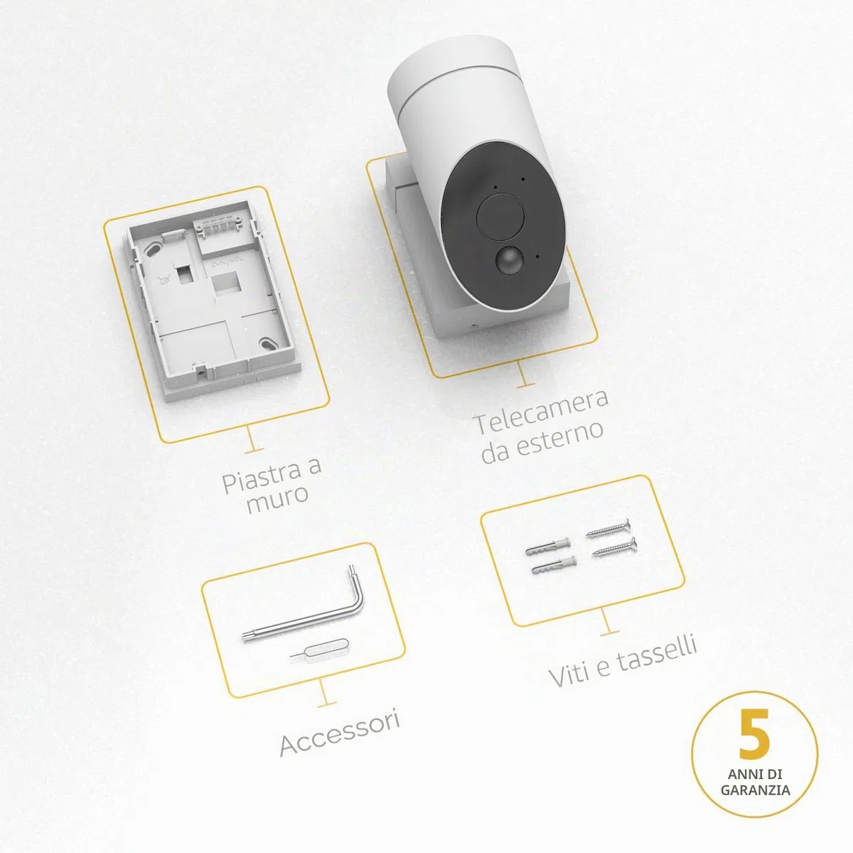 Somfy 1875325 - Telecamera esterna Wi-Fi con rilevamento intelligente, 1080p Full HD, sirena da 110 dB, collegamento alla lampada esistente