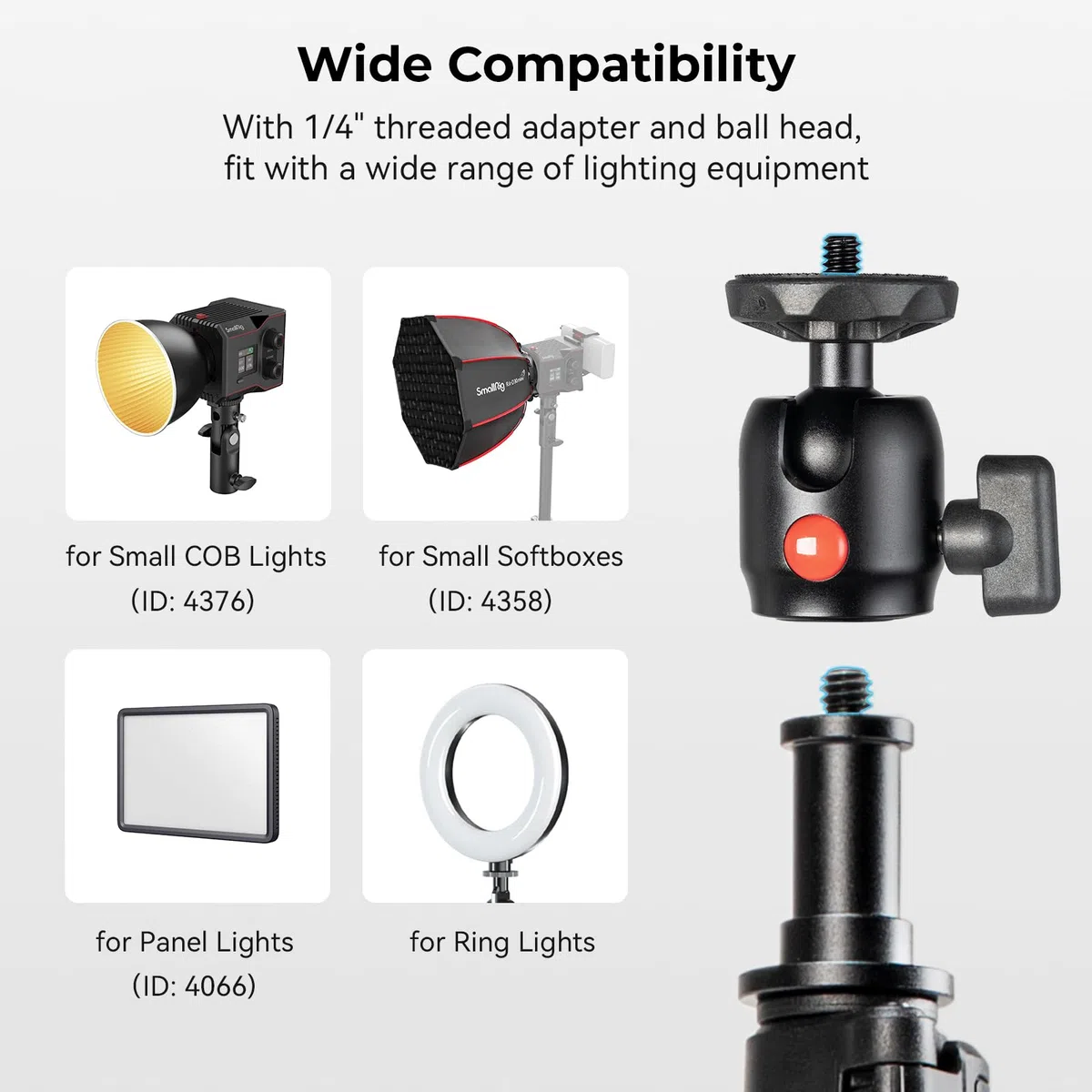 SMALLRIG Supporto Luminoso per Fotografia, Altezza Regolabile: 56-200 cm, Supporto Leggero Leggero per Riflettori, Softbox, Luci da Studio, Ombrelli, Luce Anulare, Carico Massimo 4 kg, RA-S200-4379