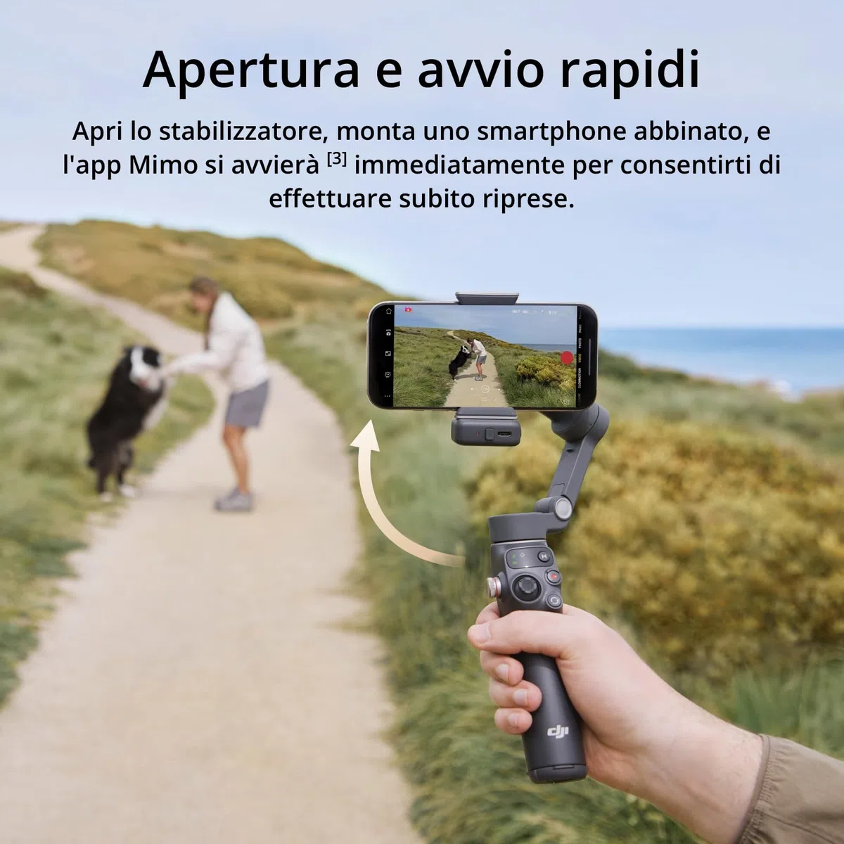 DJI Osmo Mobile 7P Stabilizzatore per iPhone, Android, Tracciamento nativo, Illuminazione, Stabilizzatore 3 assi per smartphone, Avvio rapido, Manico telescopico e treppiede integrati