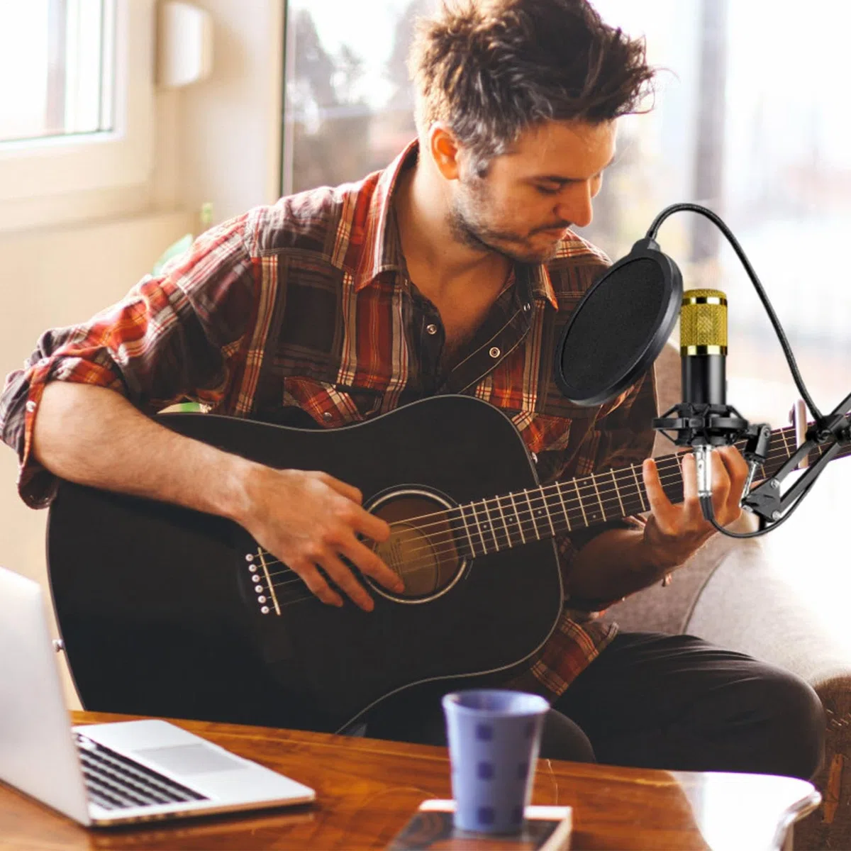 Attrezzatura Da Studio Di Registrazione Set scheda audio live streaming, | Microfono a Condensatore Kit Microfono Facile Per Streaming, Da Studio Di Registrazione Per Live