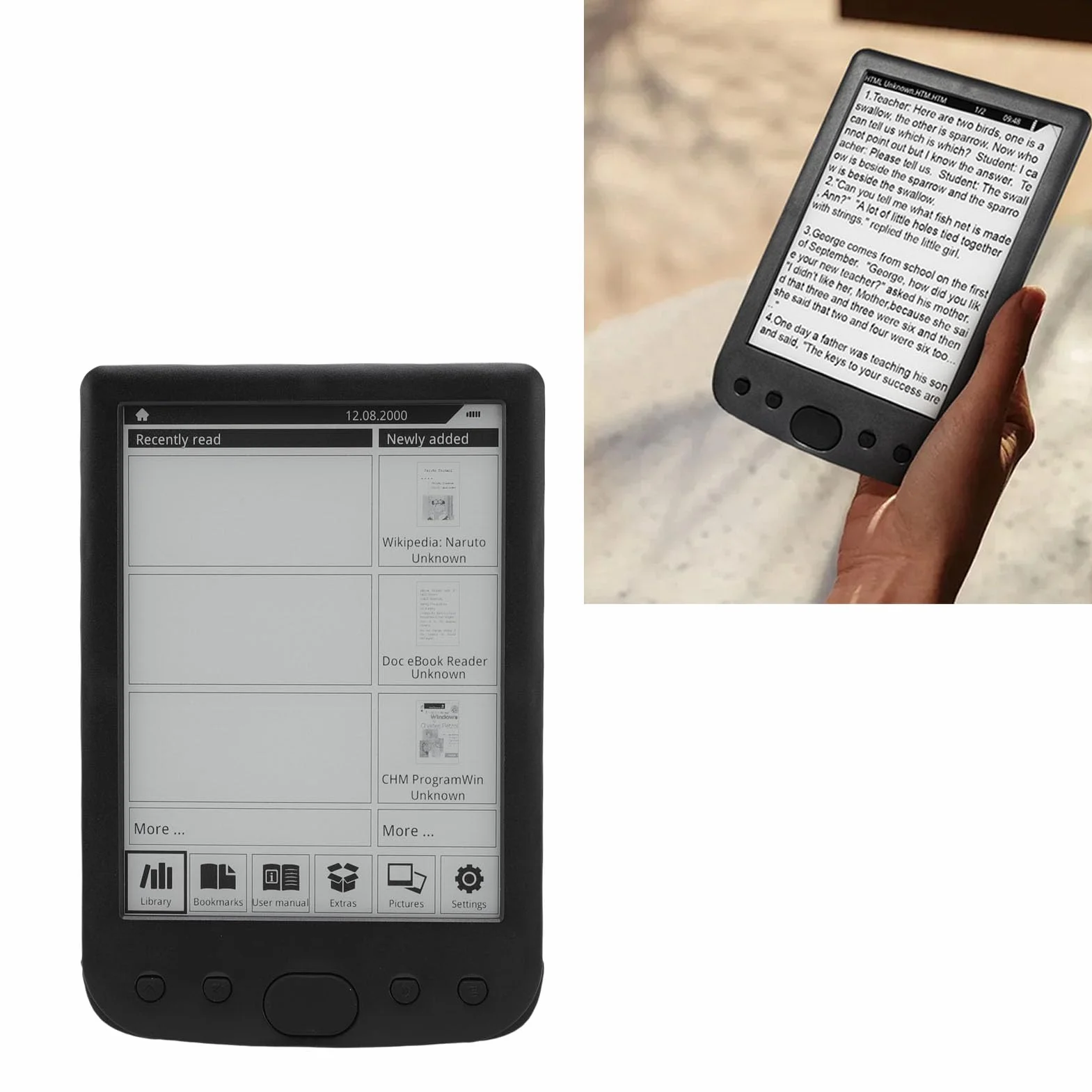 Generic Dispositivo Portatile da 6 Pollici E Reader, Amico degli Occhi, con Schermo HD 800x600 per gli Amanti dei Libri con Custodia Protettiva (8G)
