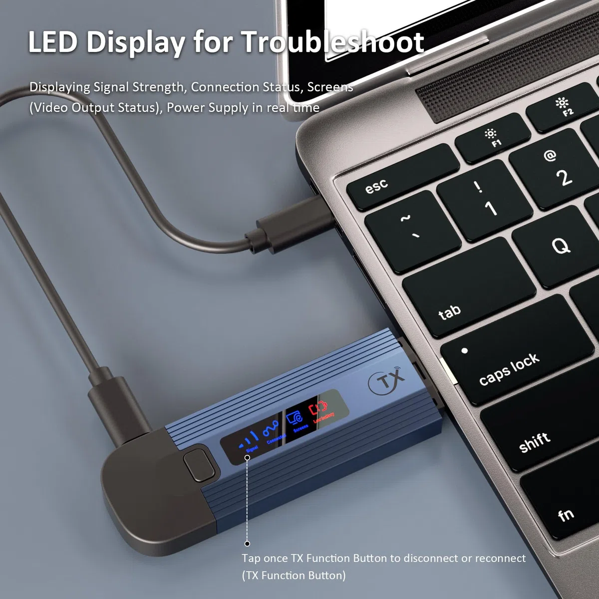 Trasmettitore e ricevitore HDMI wireless 4K, plug & play, portatile, senza fili, con alloggiamento in metallo con schermo LED, trasmettitore e ricevitore in streaming video a monitor/TV