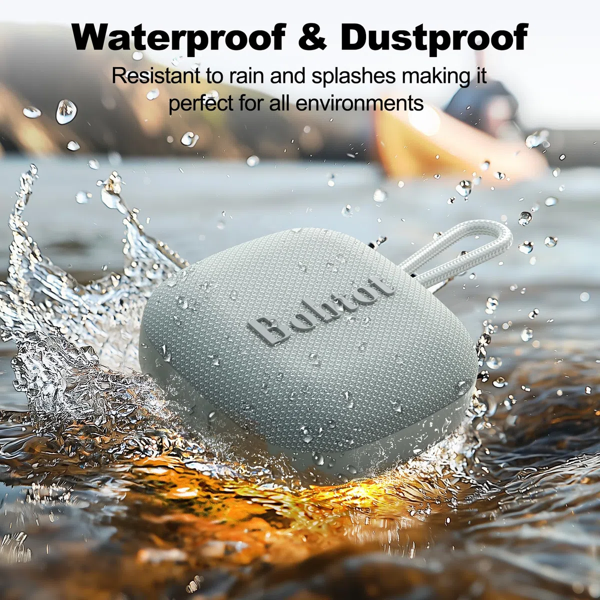 Bobtot Altoparlanti Bluetooth portatili, wireless, IPX7, impermeabile, mini altoparlante da doccia con suono stereo forte, 16 ore di riproduzione, bassi ricchi, TWS, microfono integrato, dimensioni