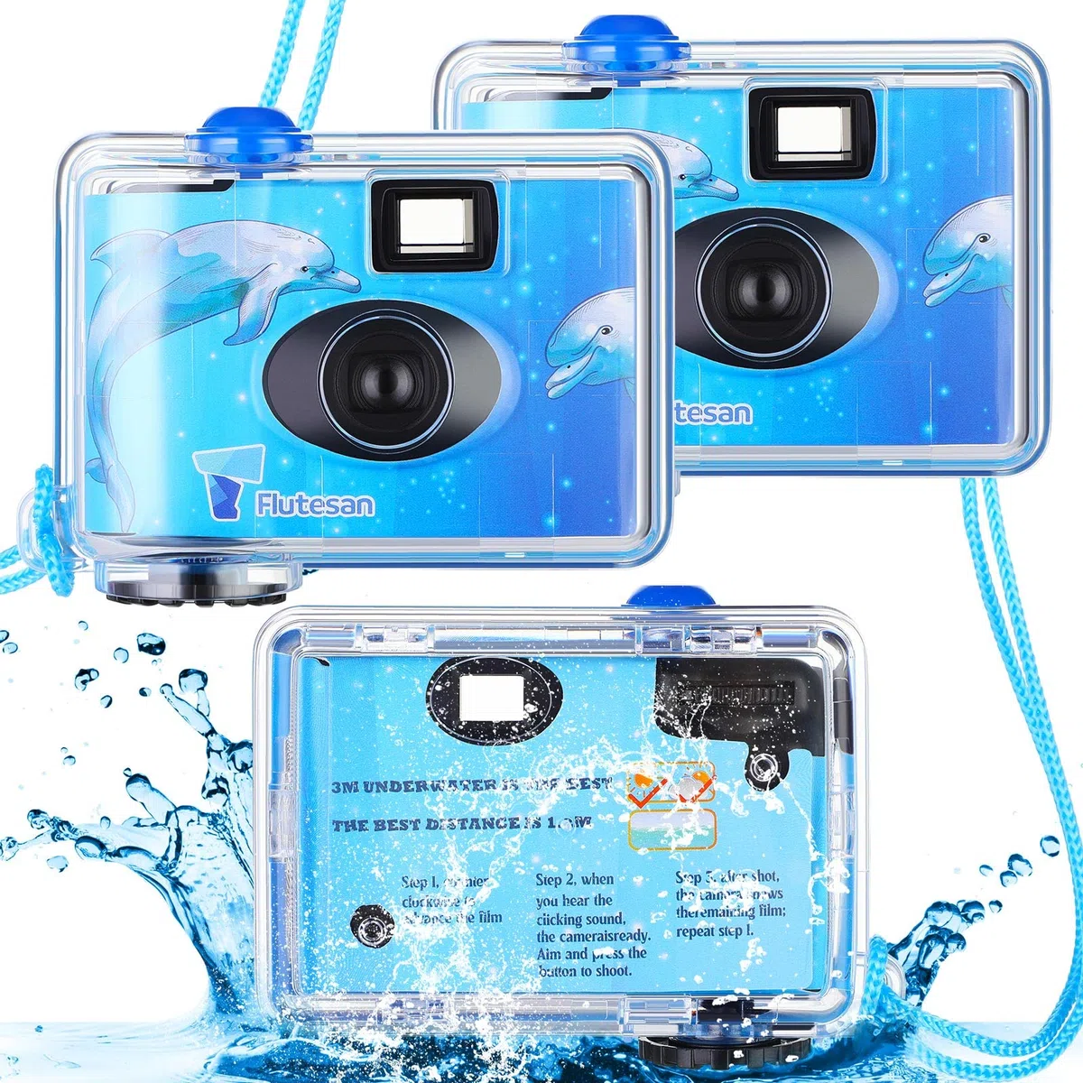 3 Pz Macchina Fotografica Monouso Impermeabile Subacquea Singola Uso Film Camera 35 mm con Flash per Estate Spiaggia Vacanza Campo Snorkeling Viaggio Adulti Adolescenti Regalo