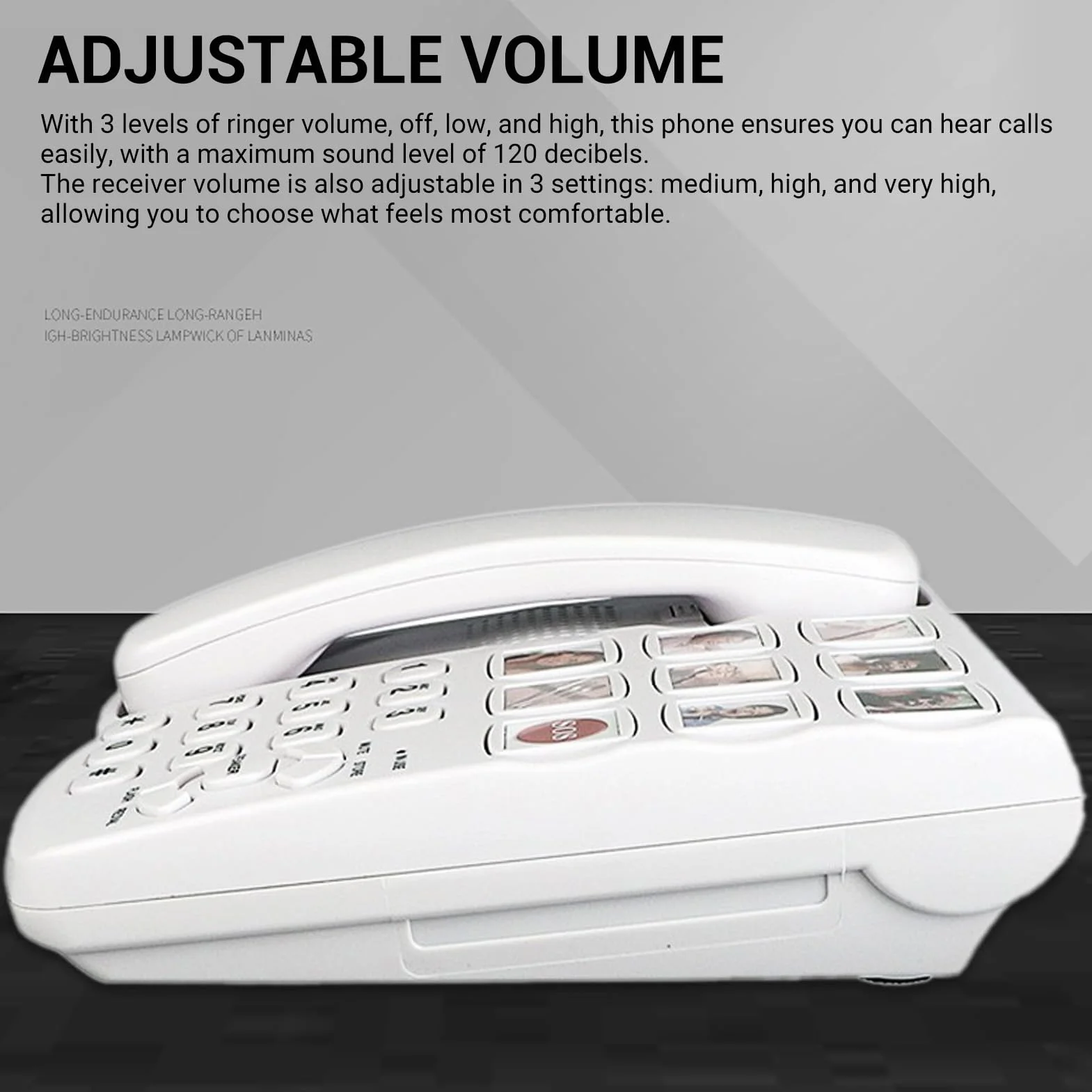 Fockety Telefono con tasti grandi per anziani, telefono fisso con filo, 9 tasti grandi, One Touch, volume regolabile, suoneria forte, avviso di chiamata LED, per anziani ipovedenti