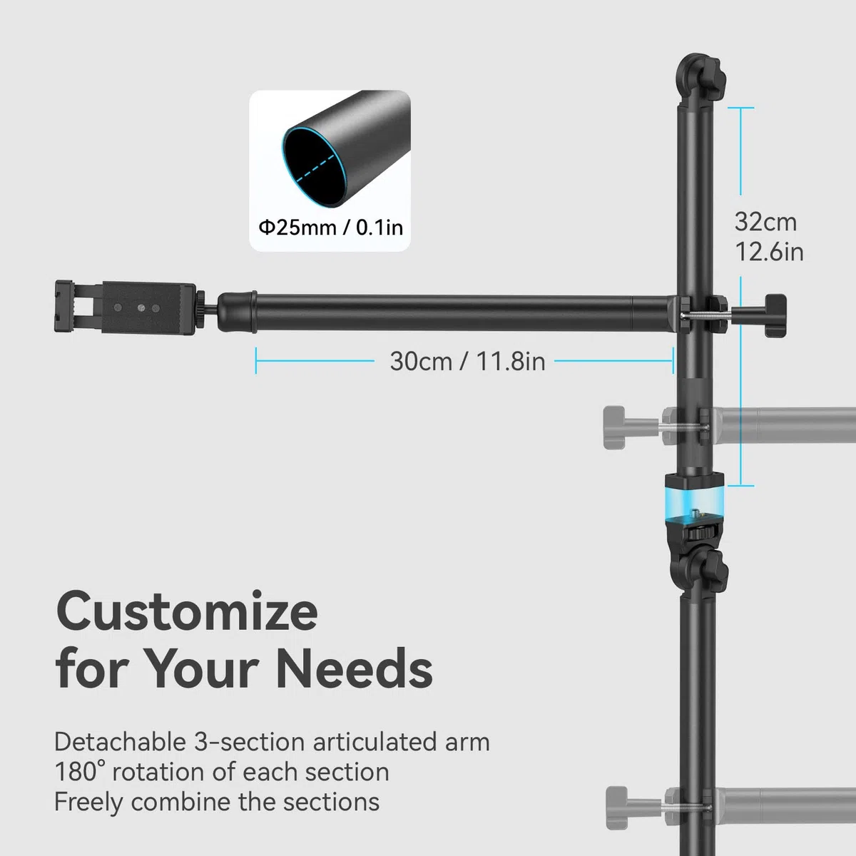 SMALLRIG Staffa per Fotocamera da Tavolo Live, Supporto da Tavolo per Telecamera Sopraelevata con Braccio Flessibile Staccabile, Morsetto a C da Tavolo per Fotografia Videografia dal Vivo - 4456
