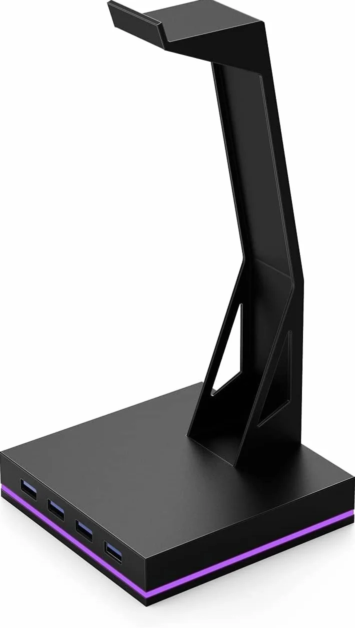 Supporto per cuffie con 4 porte USB 2.0, supporto da gioco RGB per accessori per PC da gioco, organizza e visualizza cuffie, ideale per i giocatori
