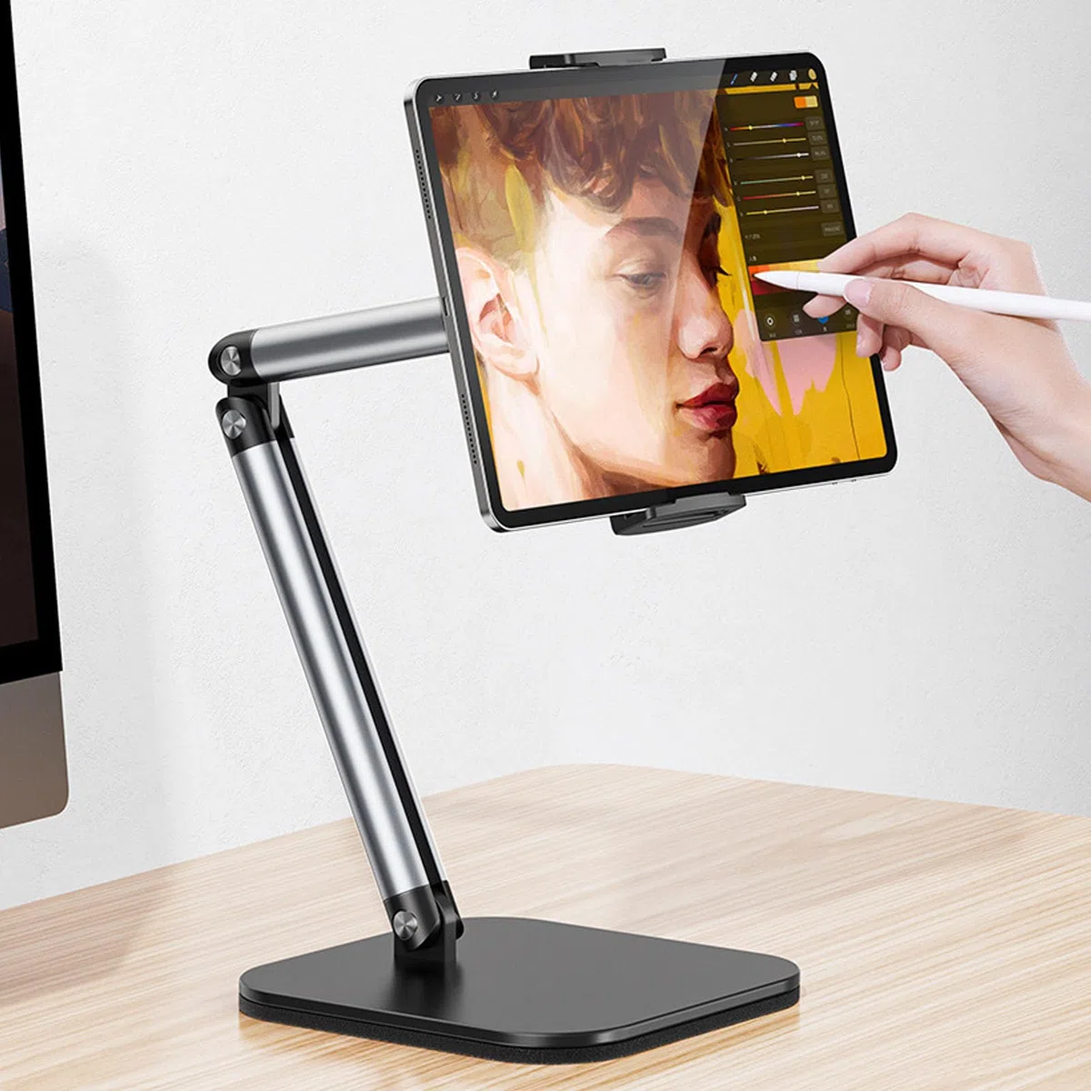 Fabater Supporto per Telefono, Supporto per Tablet Regolabile in Altezza e Angolazione per Desktop, Stabile Pieghevole per Uso Interno Ed Esterno