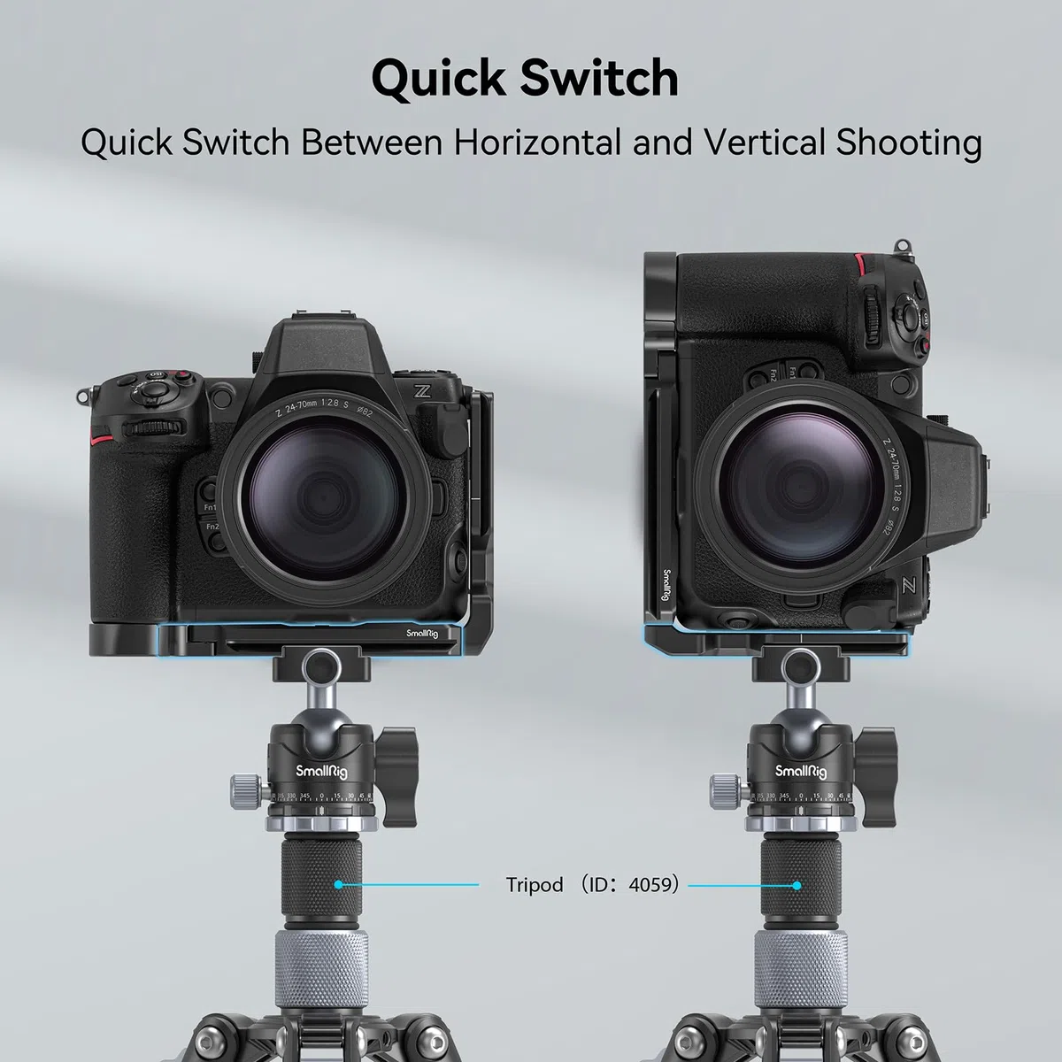 SMALLRIG Z 8 L Bracket per Nikon Z 8, Piastra a L a Sgancio Rapido per Arca Type, Passaggio Rapido Tra Scatto Orizzontale e Verticale - 3942
