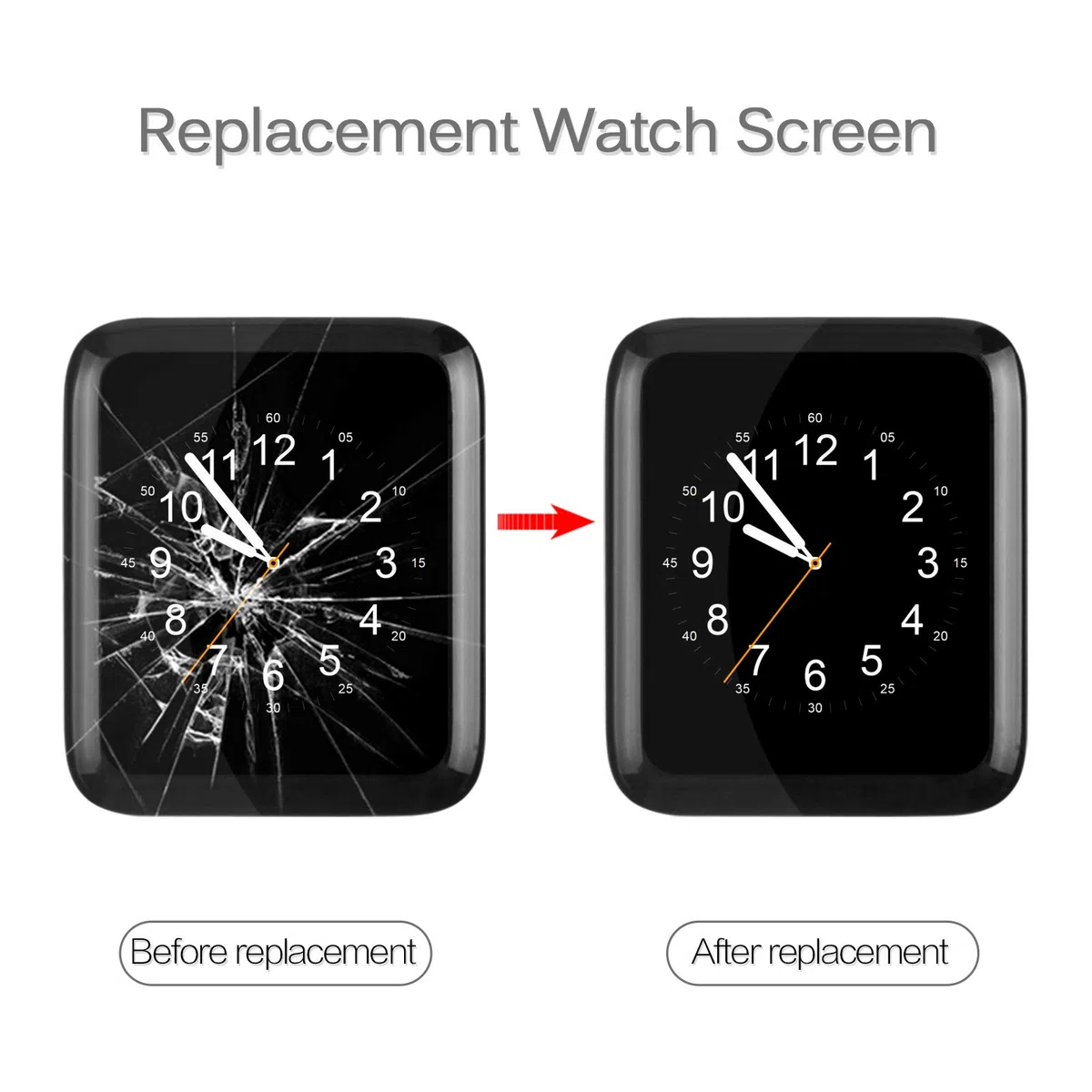 Schermo di ricambio per Apple Watch Series 3 (G-PS) S3 38 mm/42 mm, display LCD touch digitizer per Apple Watch3 Matrix, kit di riparazione con pellicola protettiva + strumenti (G-PS)