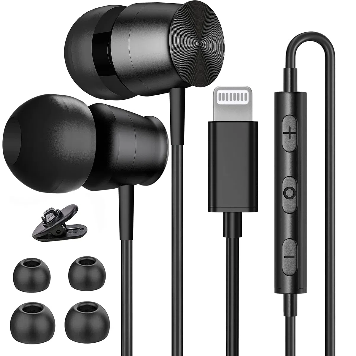 Cuffie Lightning per iPhone 13 14 12 Pro Max MFi Certified Lightning Auricolari con microfono Isolamento acustico Stereo Bass Cuffie in-Ear Connettore Lightning Auricolari cablati per iPhone 11 XR SE
