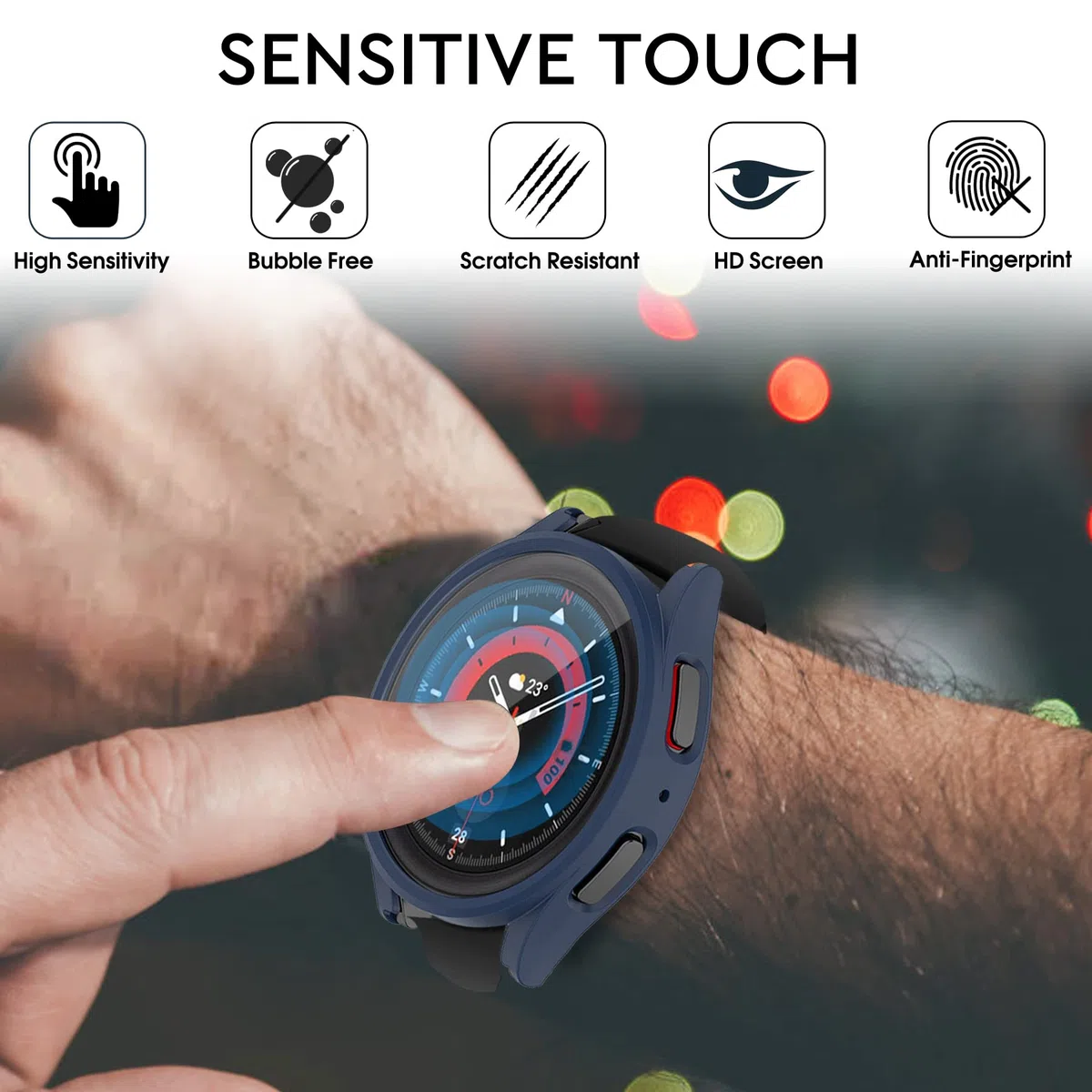 Confezione da 12 + 4 custodia per Samsung Galaxy Watch 5 Pro 45 mm con protezione in vetro temperato, impermeabile e rigida per PC bumper antigraffio compatibile con Galaxy Watch 5 Pro