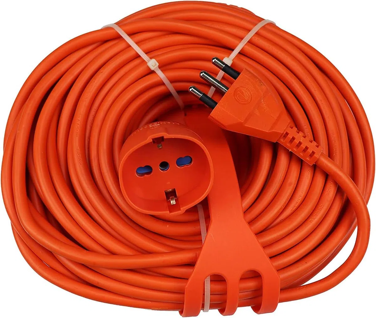 Prolunga Elettrica (20 Metri), Sezione Cavo 3X1.5mm², Spina Italiana 16A, Presa Multistandard Bipasso Schuko 10/16A, Max 3500W 250V, Supporto Avvolgicavi Incluso (20 Metri)