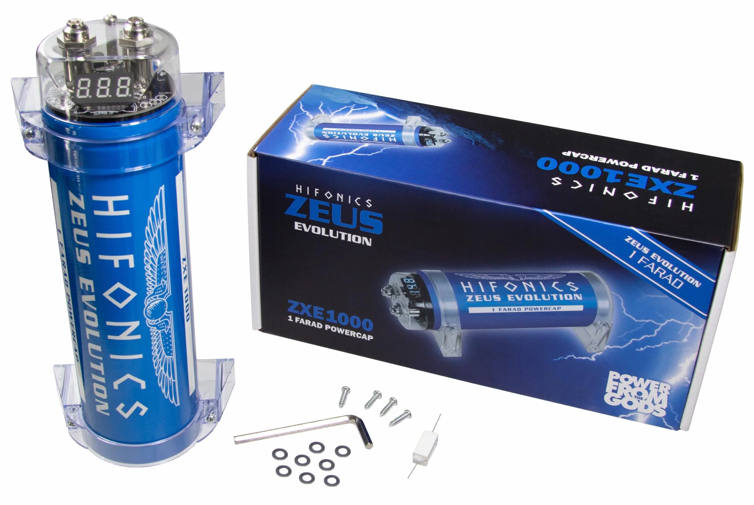 Hifonics ZXE1000-1 Farad Powercap 1F Condensatore per stabilizzare la tensione dell'impianto CarHifi nell'auto Elko Zeus