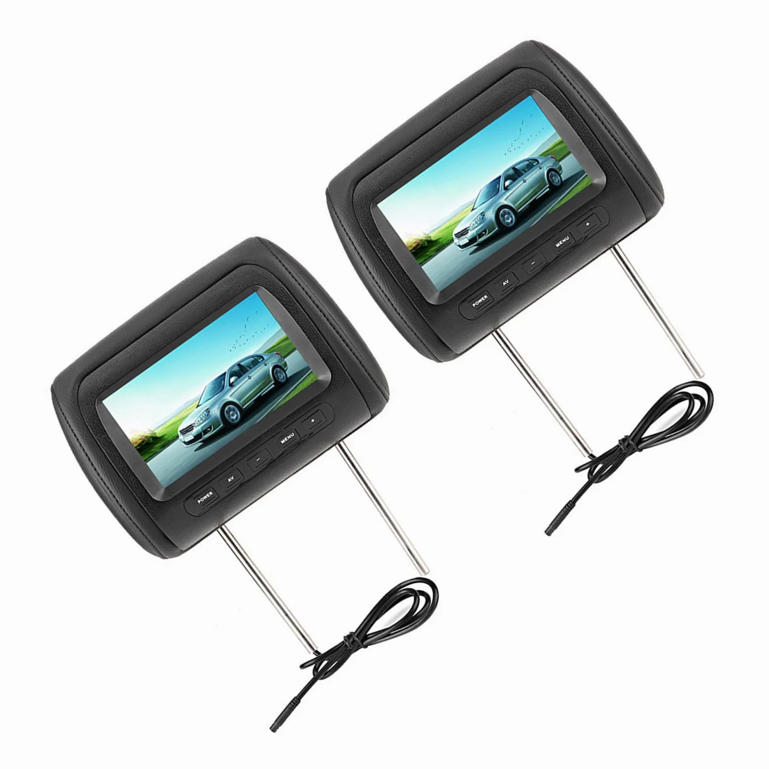 HEEPDD Monitor per Poggiatesta da 7 Pollici, Display per Auto a Doppio Schermo con Telecomando Wireless a 2 Ingressi Video per L'intrattenimento Universale per Auto