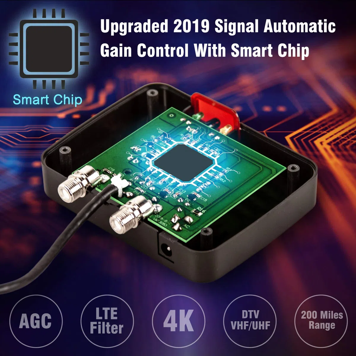 Five Star Antenna TV HD per esterni più forte fino a 200 miglia a lungo raggio con rotazione motorizzata di 360 gradi, radio UHFVHFFM con telecomando a infrarossi design avanzato Plus kit di