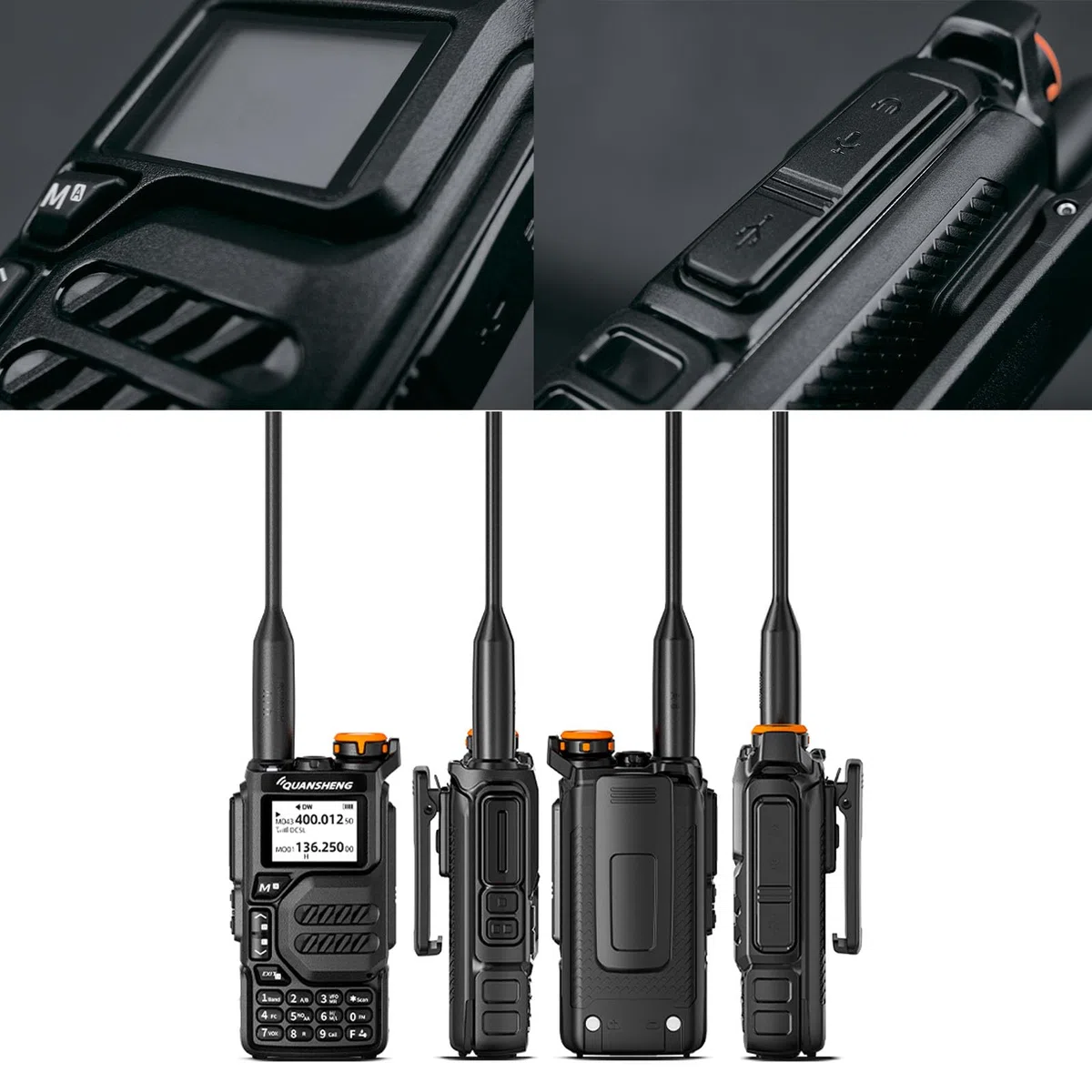 QUANSHENG UV-K5 Walkie Talkie a lungo raggio con auricolare e cavo di programmazione VHF UHF 200 canali radio portatile ricaricabile professionale AM/FM/DTMF, VOX, Frequenza copia, NOAA Meteo