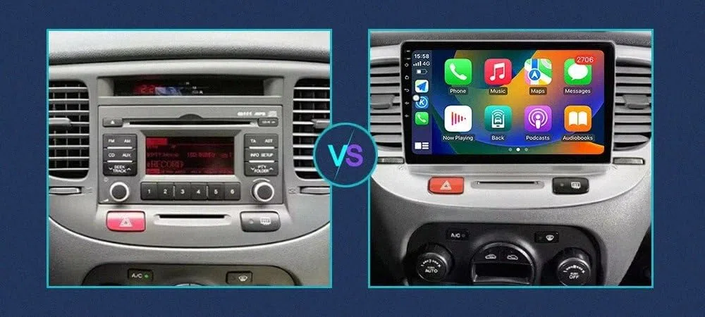 Radio Macchina Touch Screen per Kia Rio 2 2005-2011 Wireless Carplay Android Auto Stereo Auto Bluetooth Ips con Pantalla Táctil con Gps, 8 Nucleo 6G+128G