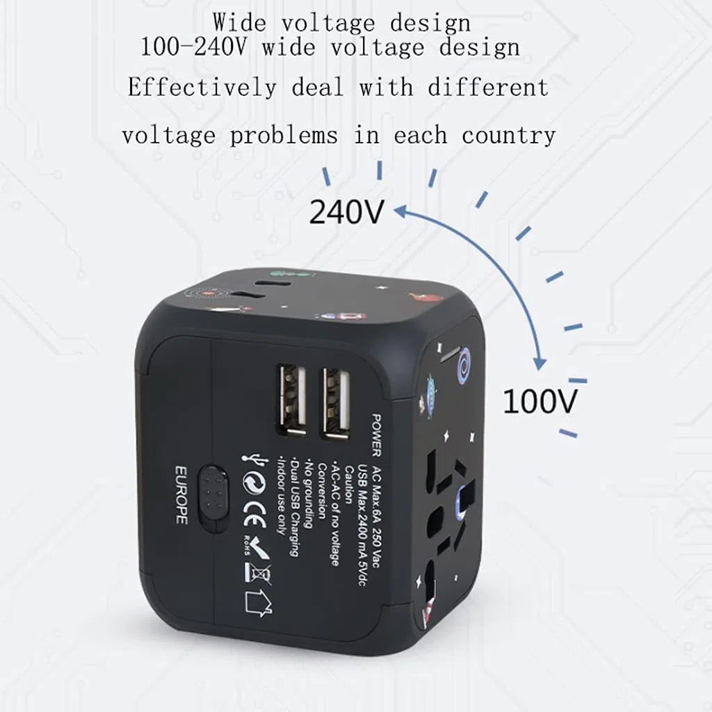 Adattatore da Viaggio Universale Adattatore di Alimentazione Internazionale con 3 Porte USB Adattatore da 100-240 Volt per Regno Unito Giappone Cina Europa USA CA AU AE