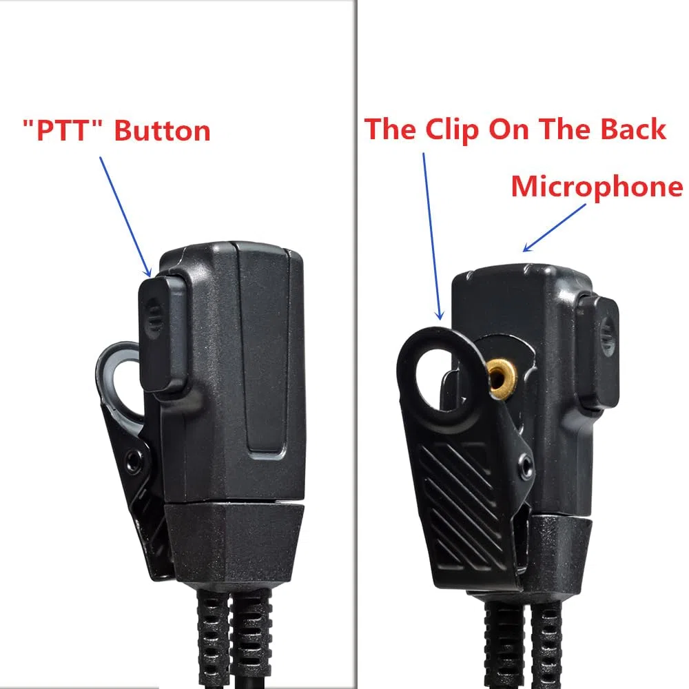 HYS Microfono con Mono Auricolare Compatibile con Motorola CP040 CP140 Walkie Talkie, Connettore a L 2 Pin, forma di D (D10M-10)