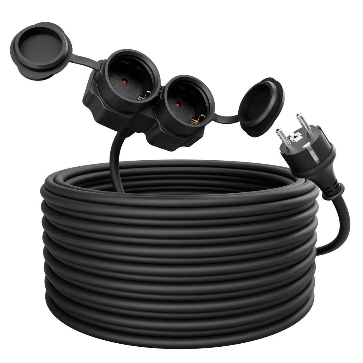 greate Prolunga elettrica da 20 metri con 2 prese - Spina elettrica impermeabile IP44 per estern - Presa shuko 3500W - Prolunghe elettriche, cavo prolunga elettrica, prolunga 16A