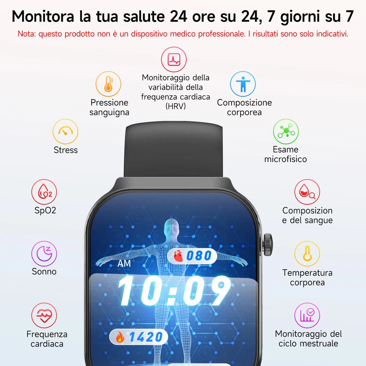 2026 Nuovo Smartwatch con ECG, 2.2” Curvo Orologio Con Pressione Sanguigna/HRV/ SpO2/Acido Urico/Emozioni/Fatica/Sonno/Cardiofrequenzimetro Per Uomo Fitness Tracker,IP68 iOS Android