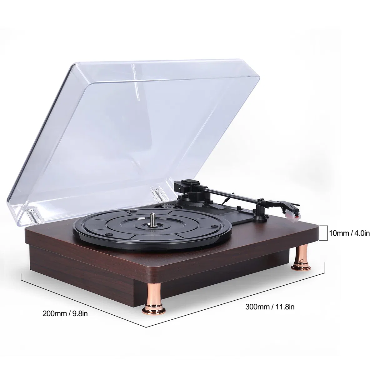 Giradischi Grammofono Bluetooth Giradischi a 3 velocità Altoparlanti stereo integrati Ingresso Aux-in Uscita digitale USB Testina magnetica Adatta per dischi in vinile da 7" 10" 12" Suono nitido