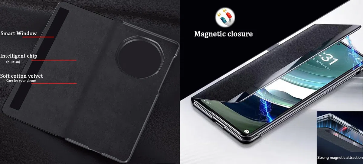 Custodia Intelligente in Pelle per HONOR Magic V5. Chiusura Magnetica. Cover/Shell per Magic V 5