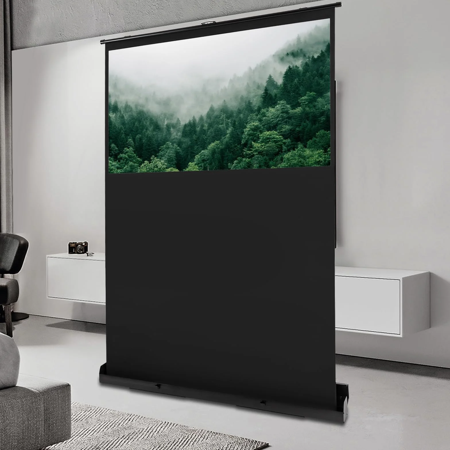 Schermo di proiezione portatile da 60" 133 x 75 cm Full HD 3D portatile per proiettore da pavimento pieghevole - Schermo bianco opaco 16:9 (133x75 cm) con maniglia