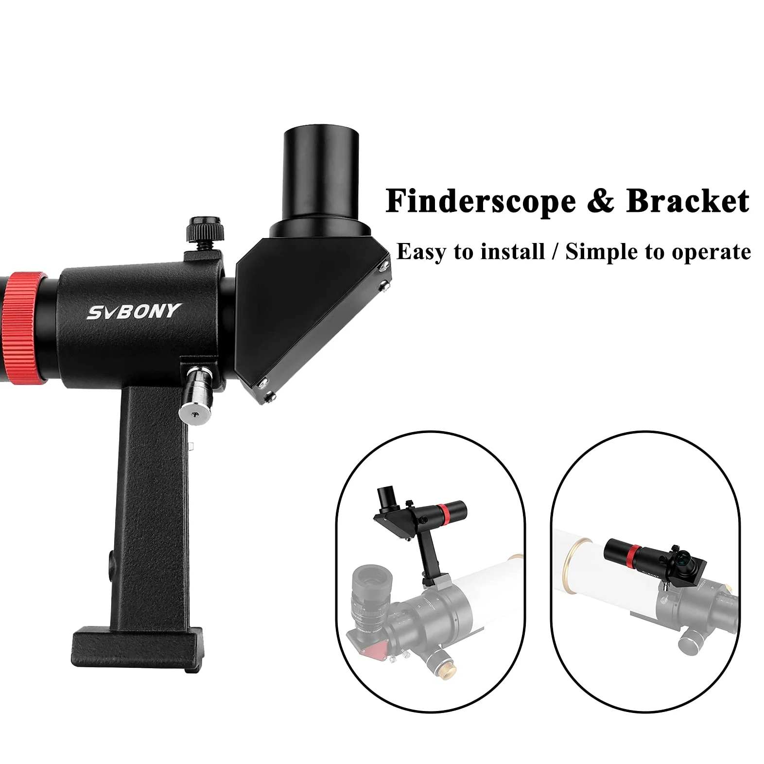 Svbony SV182 Finderscope per Telescopio, Finderscope 6x30, Immagine Corretta ad Angolo Retto Ottico, FMC 2 Elementi Acromatico, con Reticolo a Croce Singola, per Astronomia