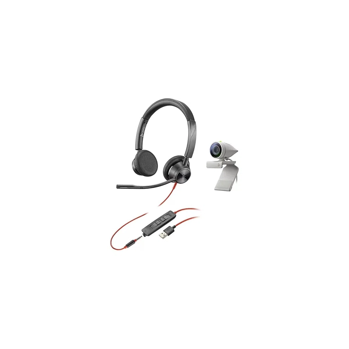 Kit Poly Studio P5 con Blackwire 3325 (Plantronics) - Videocamera per videoconferenze HD 1080p - Kit USB-A con cuffia cablata audio stereo e webcam professionale