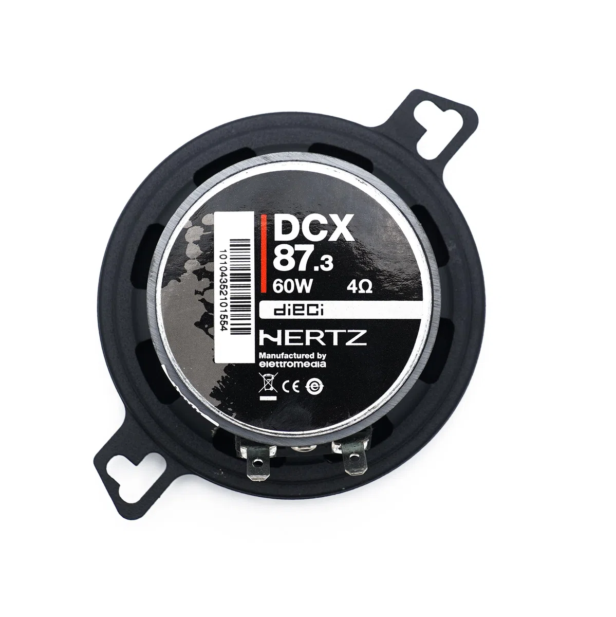 Hertz DCX 87.3 coppia coassiali 2 vie 87mm, 60W | carta pressata idrorepellente, tweeter PEI 15mm, 30W RMS, 4 Ohm, 92 dB, 130-21000 Hz, magnete in ferrite, profondità 34mm