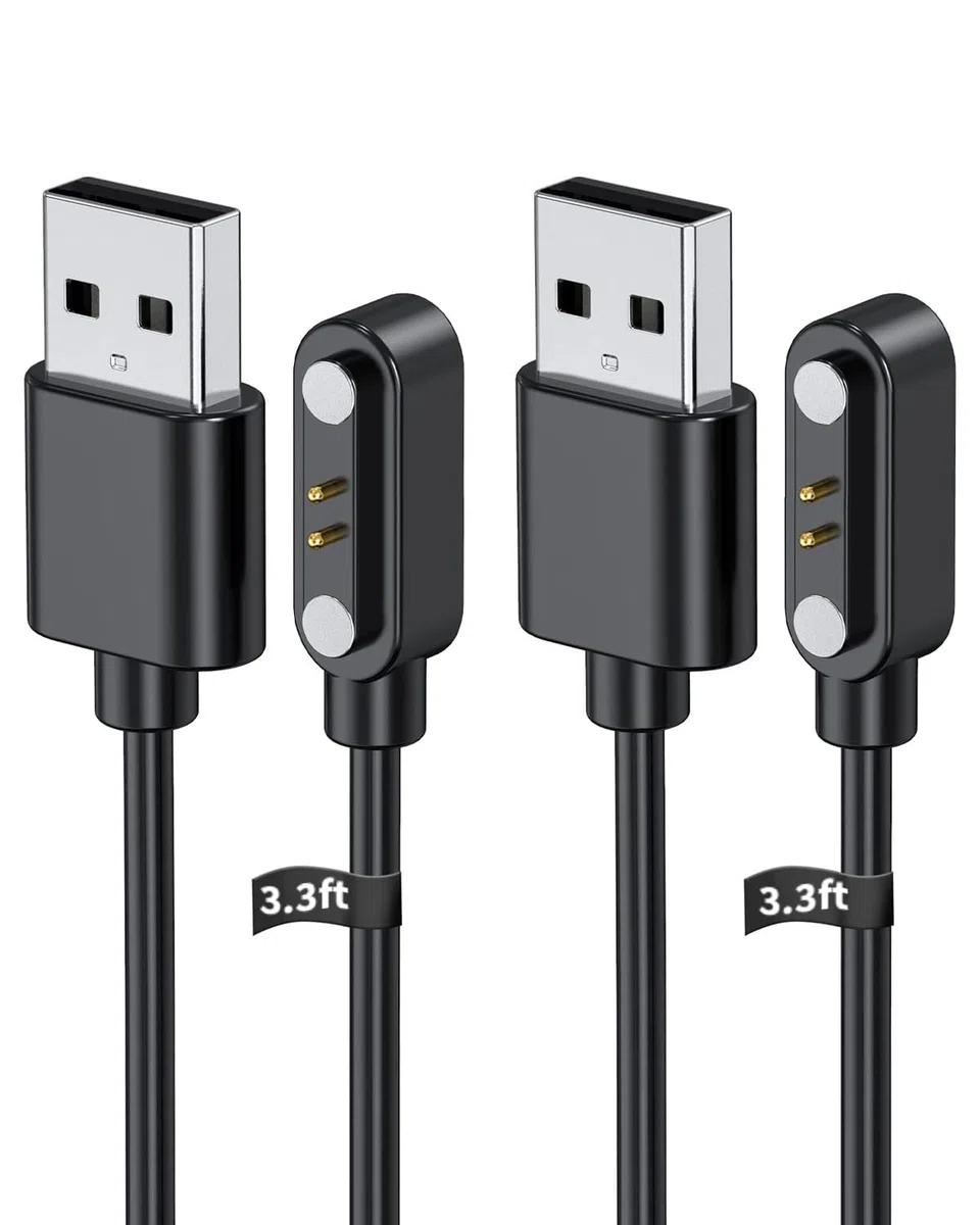 Caricabatterie per smartwatch ENOMIR IDW20, 100 cm, 2 pin, USB, portatile, magnetico, cavo di ricarica per smartwatch ENOMIR IDW20, confezione da 2
