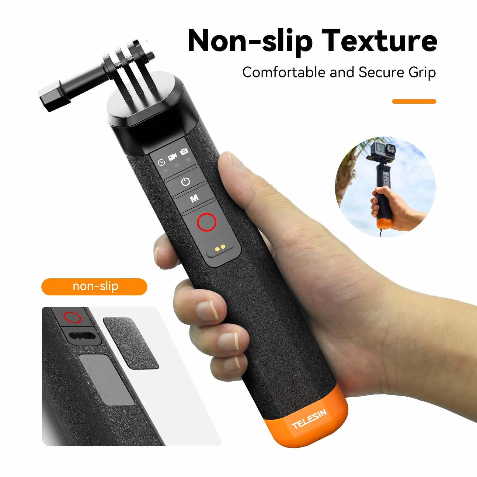 TELESIN Galleggiante Selfie Stick Impugnatura impermeabile con telecomando Bluetooth per GoPro Hero 13 Black, Hero 12 11 10 9 8 Black action camera