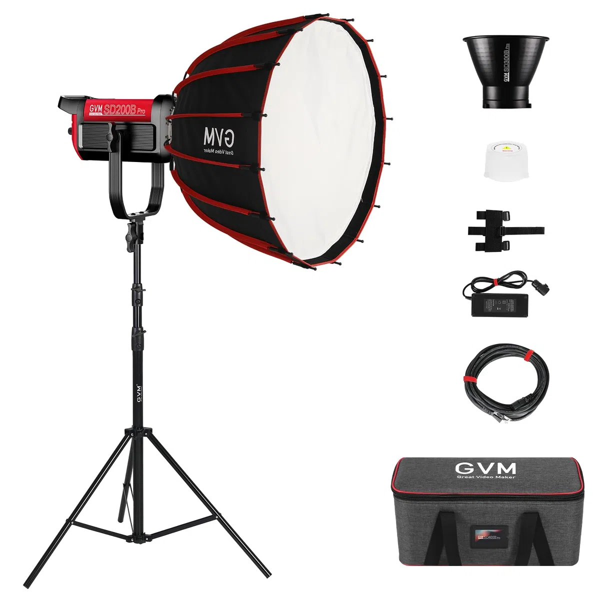 GVM 200W luce video a led con Softbox, kit di illuminazione fotografica SD200B con controllo Mesh Network/DMX, luce da studio 2700K-6800K Kit di illuminazione continua, 45400lux/1m, 12 effetti scena