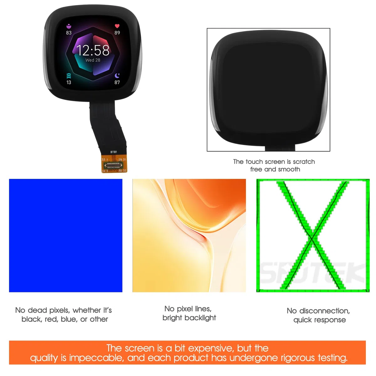 Schermo di ricambio per smartwatch Fitbit Sense 2 per schermo LCD Sense 2 Touch Display Digitizer Assemblea parti di riparazione (nero)…