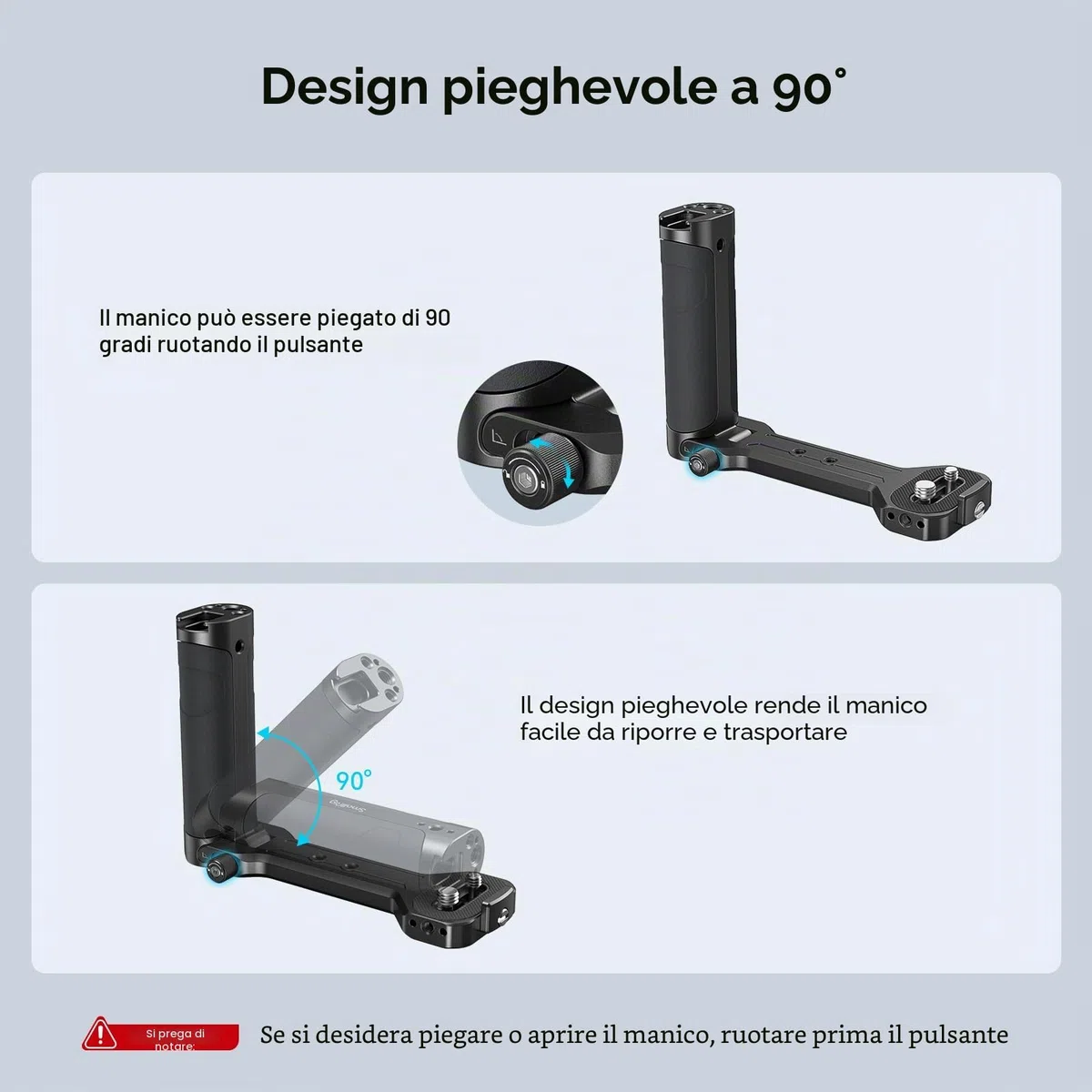 SMALLRIG Maniglia laterale per DJI RS 4 Mini/RS 4 / RS 4 Pros/Ronin-S/Ronin-SC/RS 3 / RS 3 Pro/RS 3 Mini/RS 2 / RSC 2 e ZHIYUN Crane 2S/2/V2 & MOZA Air 2 / AirCorss 2 Gimbals - 2786C