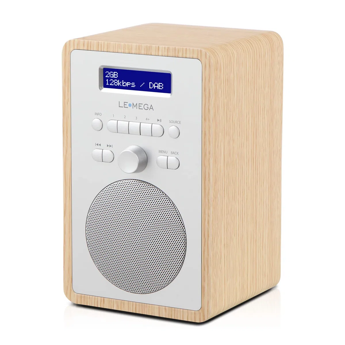 radio CR2+ (DAB Plus) – retro digitale FM, radio da cucina, ufficio, effetto legno, 20 stazioni, radiosveglia/snooze/sleep timer - rovere bianco