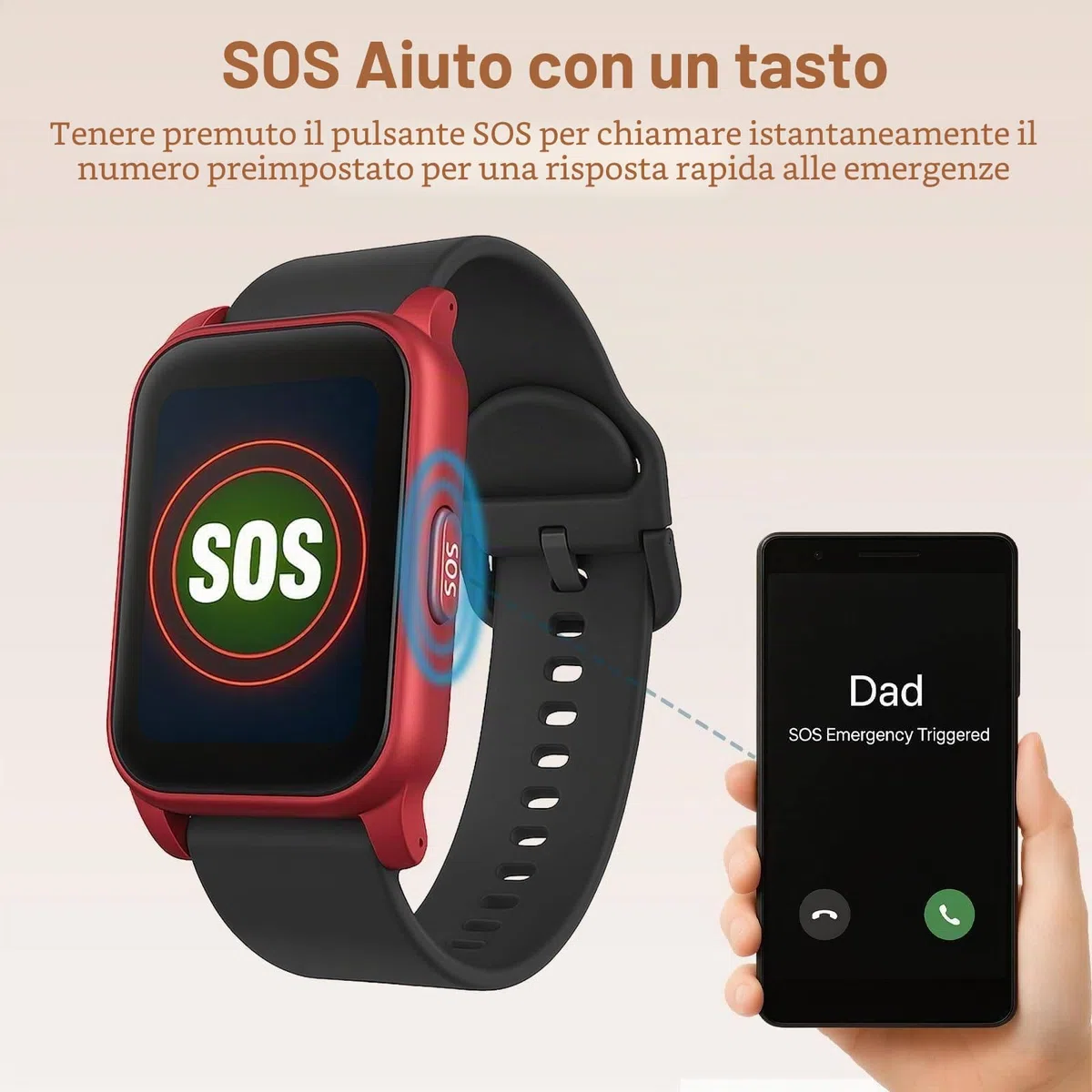 Smartwatch per Anziani con Demenza, Allarme di Caduta, Localizzatore GPS, Chiamata di Emergenza SOS, Videochiamata HD, Impermeabile Ip67. Black