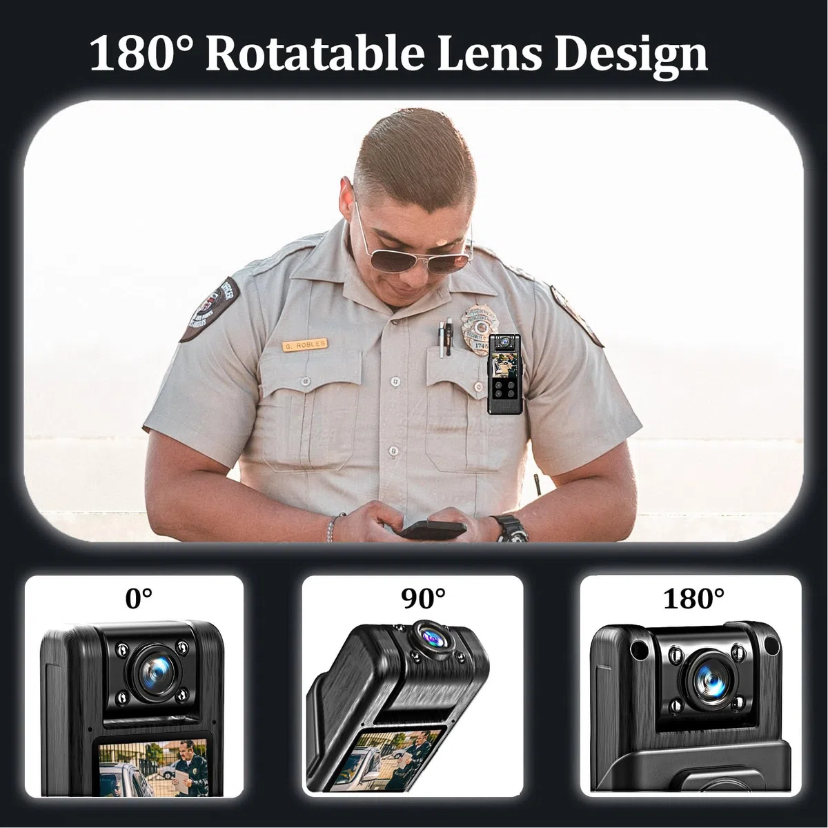 Fotocamere per il Corpo con Registrazione Audio e Video, Fotocamera per il Corpo, Videoregistratore Indossato Sul Corpo 4K Ultra HD Grandangolo da 140 Gradi 1200 MAh Visione