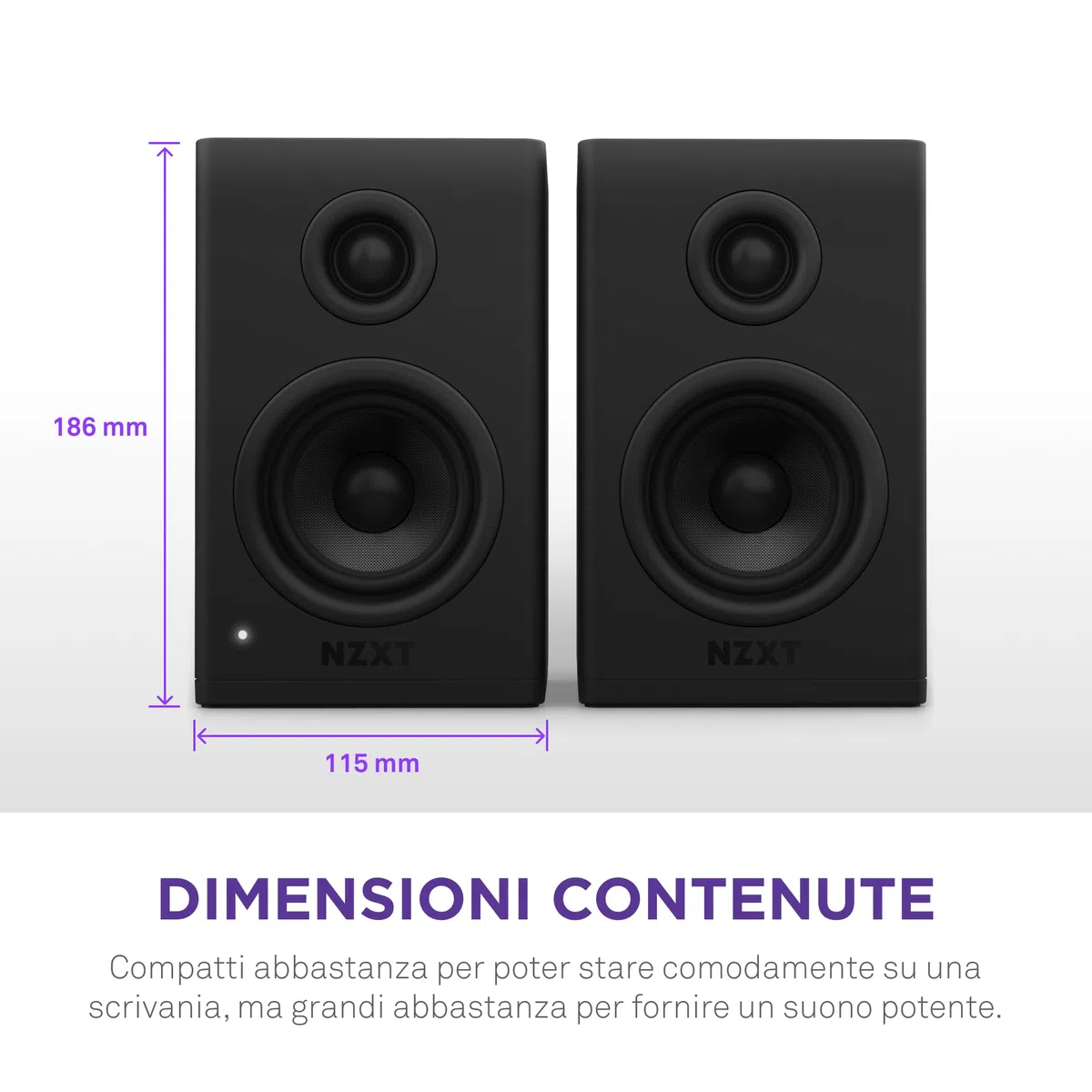 NZXT Relay Altoparlanti da scrivania per PC - AP-SPKB2-EU - Gamma sonora completa - 80 Watt - High Dynamic Range - Tweeter con cupola in seta - Woofer con fibra di vetro - Neri
