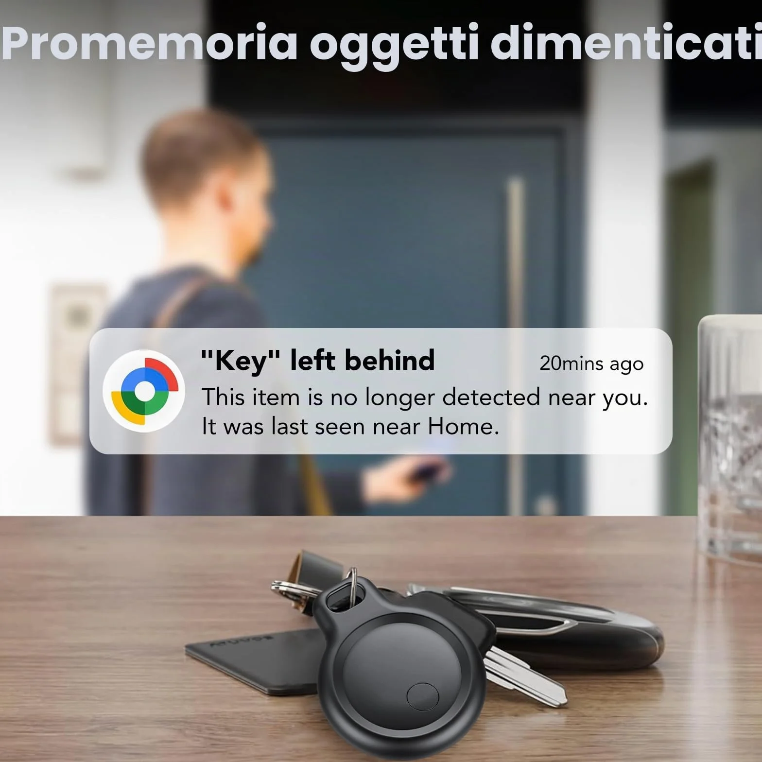 Android Smart Tag, Tracker con Google's Find Hub (Solo Android), IP68 Impermeabile, Bluetooth Localizzatore con Custodia Protettiva, Trova Oggetti per Chiavi/Bagagli/Portafogli, 4 Nero